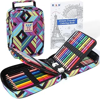 H & B Colouring Pencils 72 Colours Oil Based Coloured Pencils Drawing Set Professional Colouring Pencils Set with Colouring Book Art Sets for Adults Artists Beginners