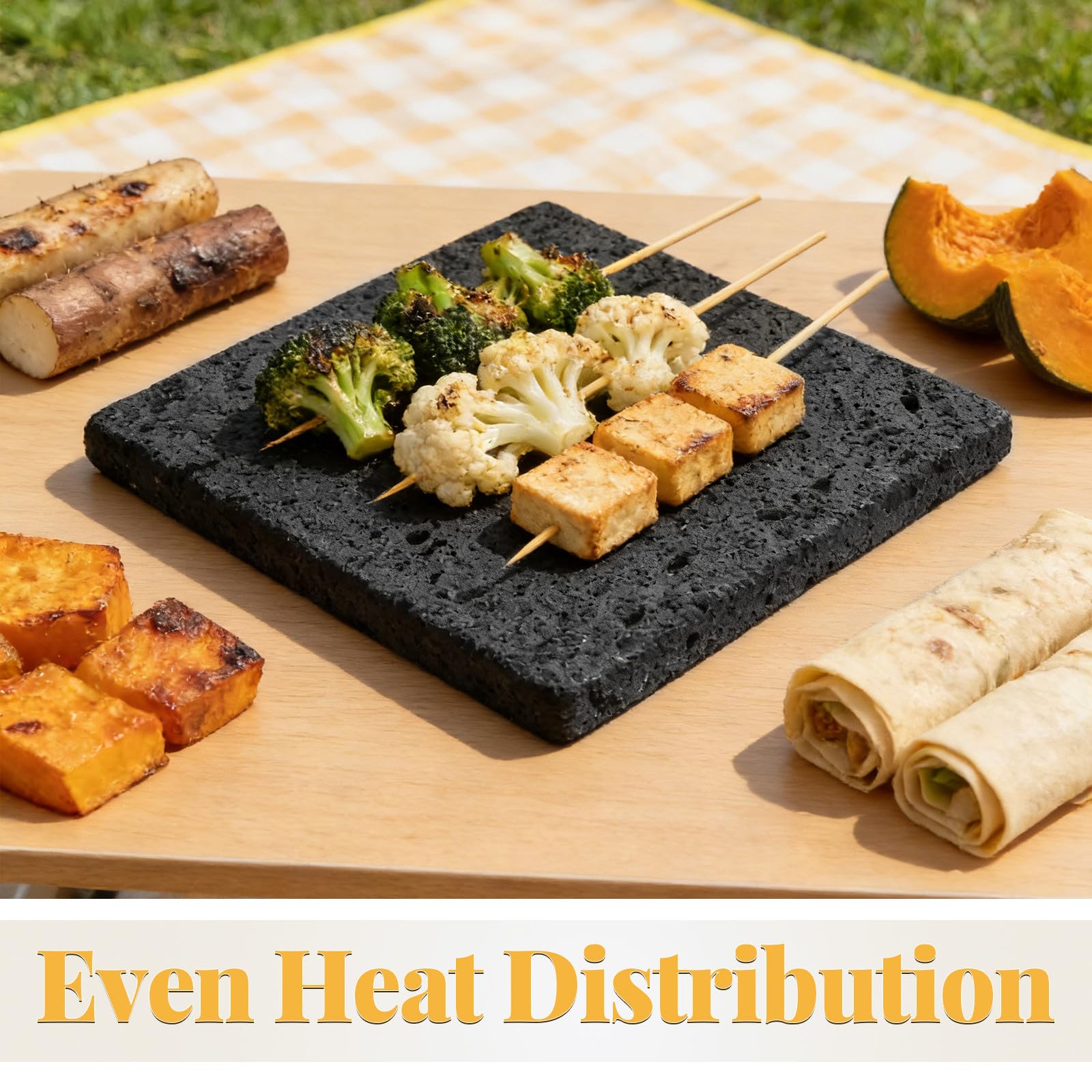 Toyvian Piedra Volcánica para Asar Parrilla Coreana de Cocina Saludable para Carne Verduras y Pescado Base de Roca Natural para Barbacoa Gas Piedra de Cocina Antiadherente y Distribución