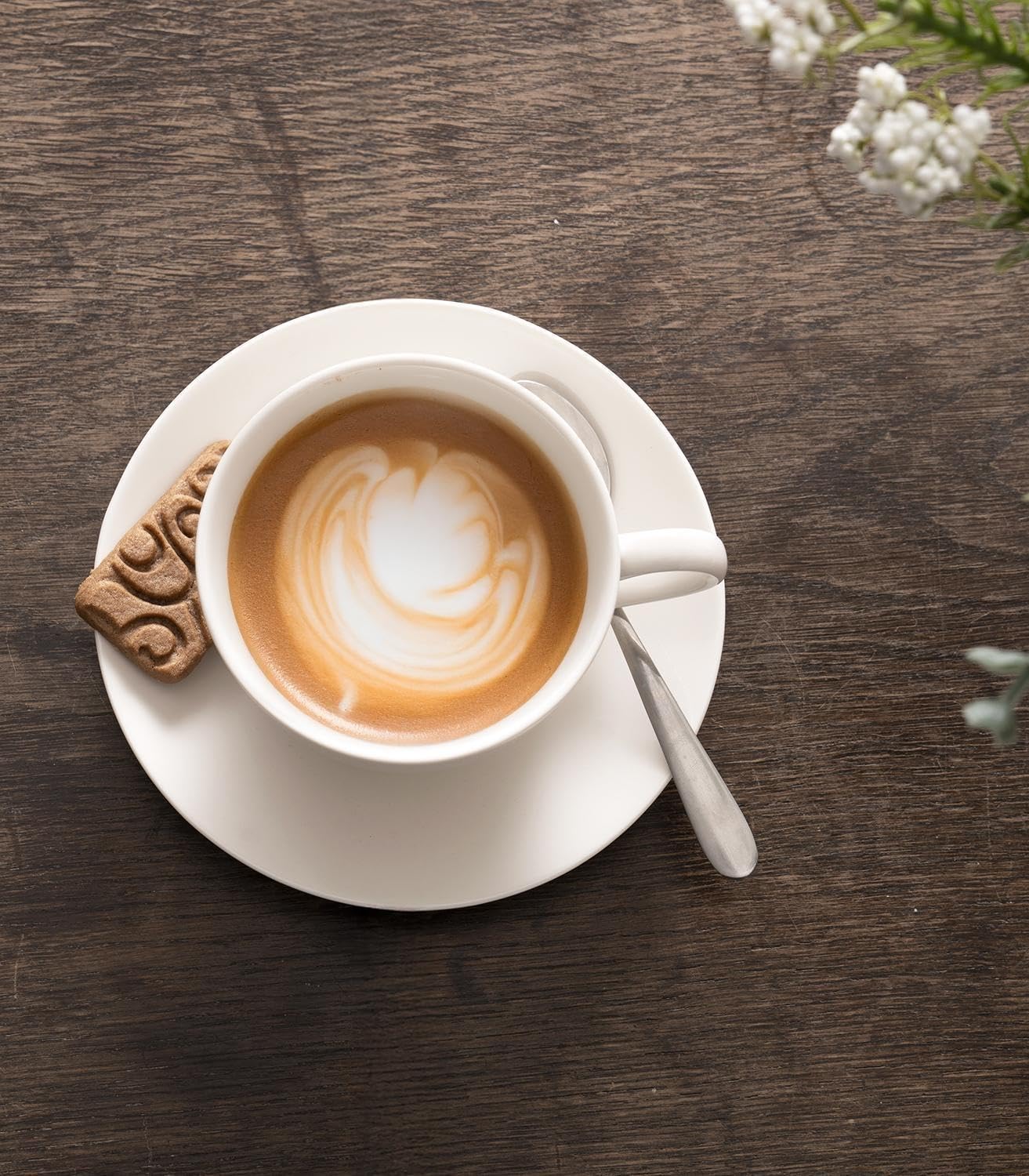 Cappuccinotassen mit Untertasse - 220 ml - Weiß - Bone China - 8er Set