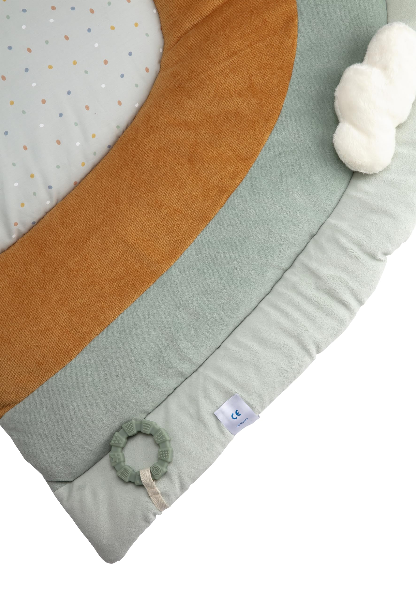 Spieldecke Ente Edda Lou, Baby Krabbeldecke halbrund mit Spiegel, Quietsche und Silikon Beißring,