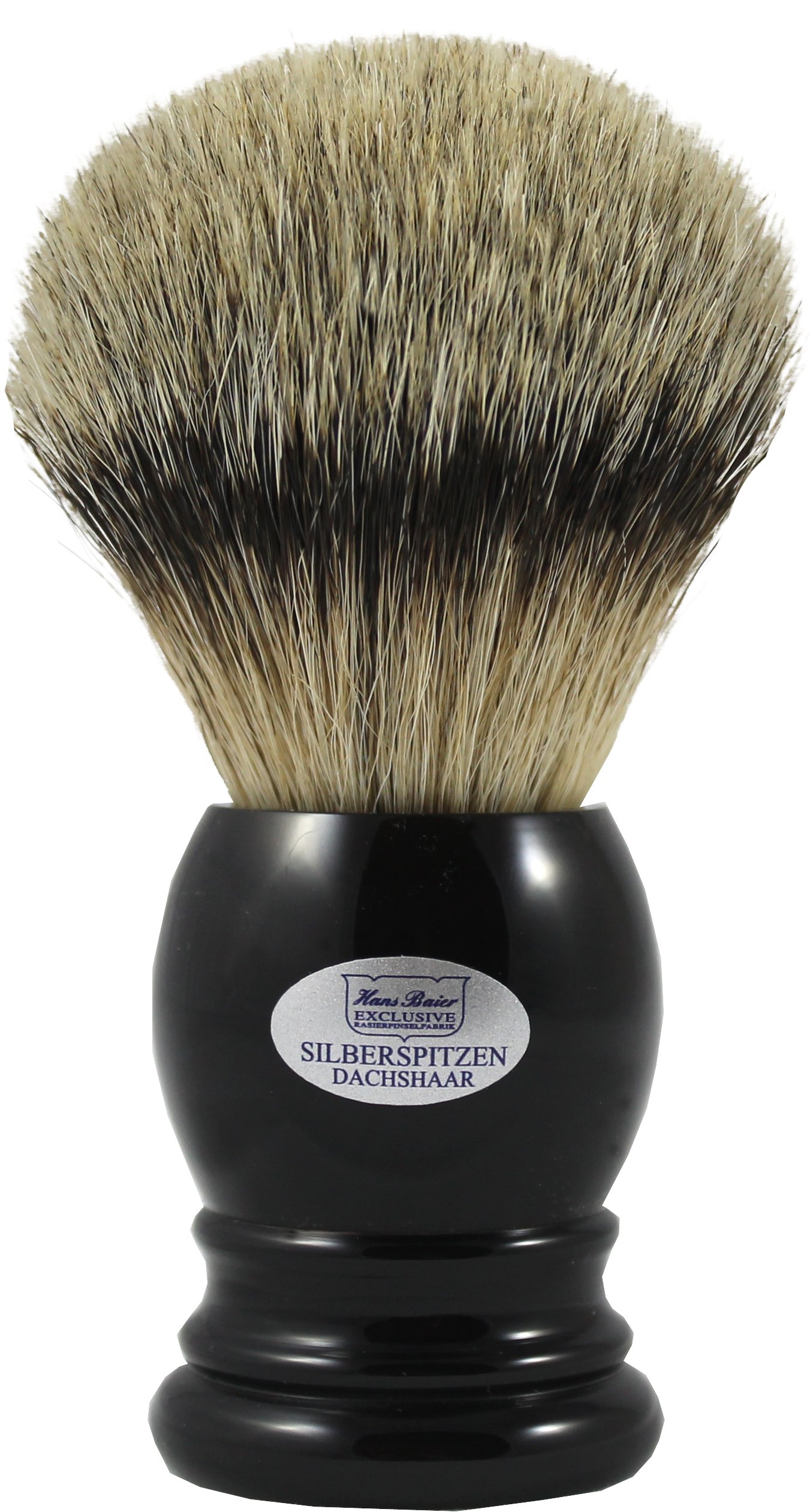 Hans Baier Exclusive - Pennello da barba XXL in vero pelo di tasso, manico nero, misura 5, 101 g