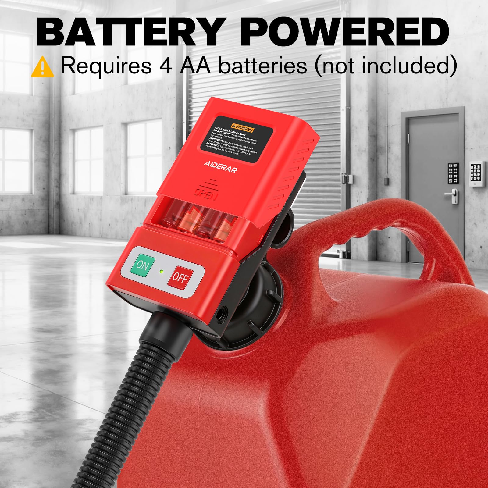 Pompe de transfert de carburant automatique avec arrêt automatique, 180,3 cm, tuyau de 180,3 cm, pompe à gaz portable alimentée par batterie avec 4 adaptateurs, pompe de transfert de liquide