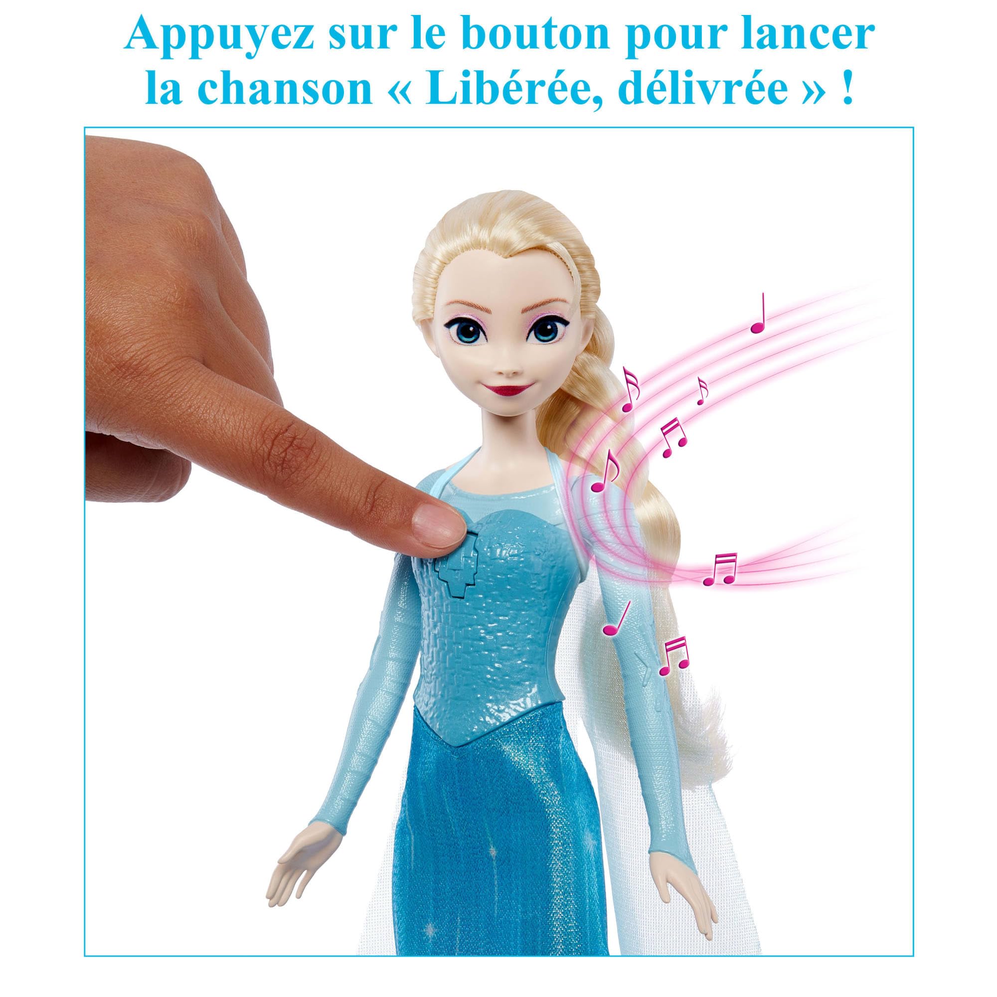 Mattel Disney La Reine des Neiges Elsa Poupée Chantante, chante la chanson «Libérée, délivrée» issue du film «La Reine des Neiges» dans langues: Anglais, Français, Portugais, Espagnol, JDX48