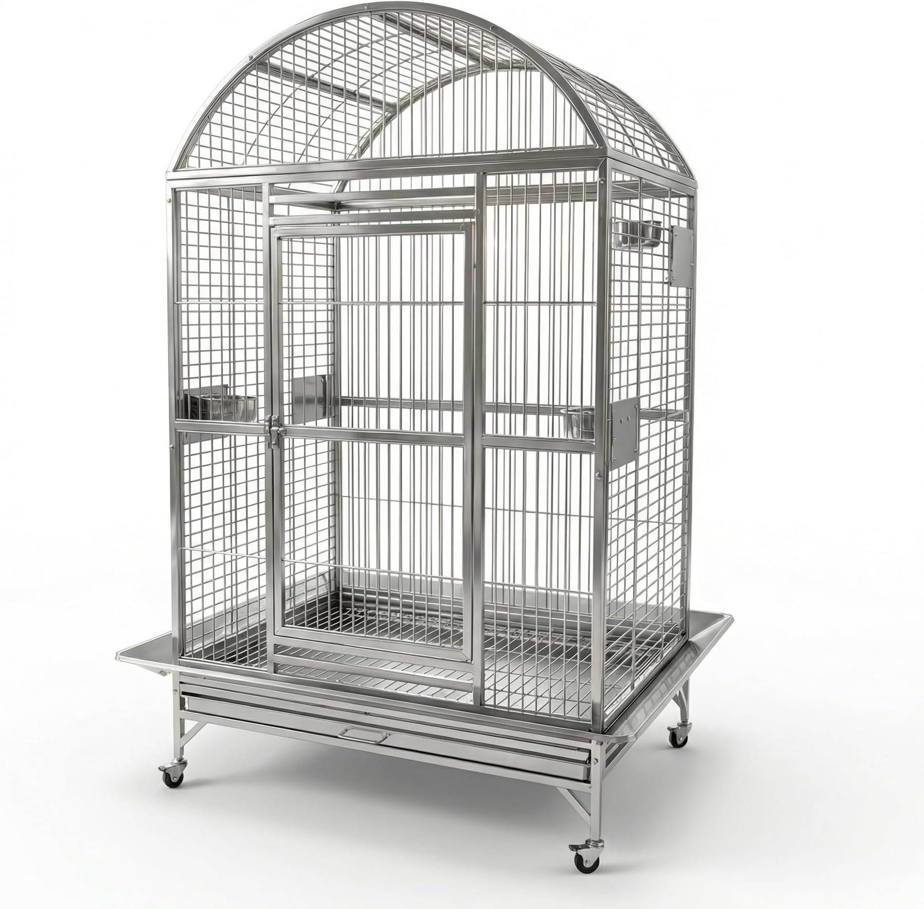 BMWPET SUS201 Stainless Steel Dome Top Style Bird Cage Parrot Cage 40"X30"X66"