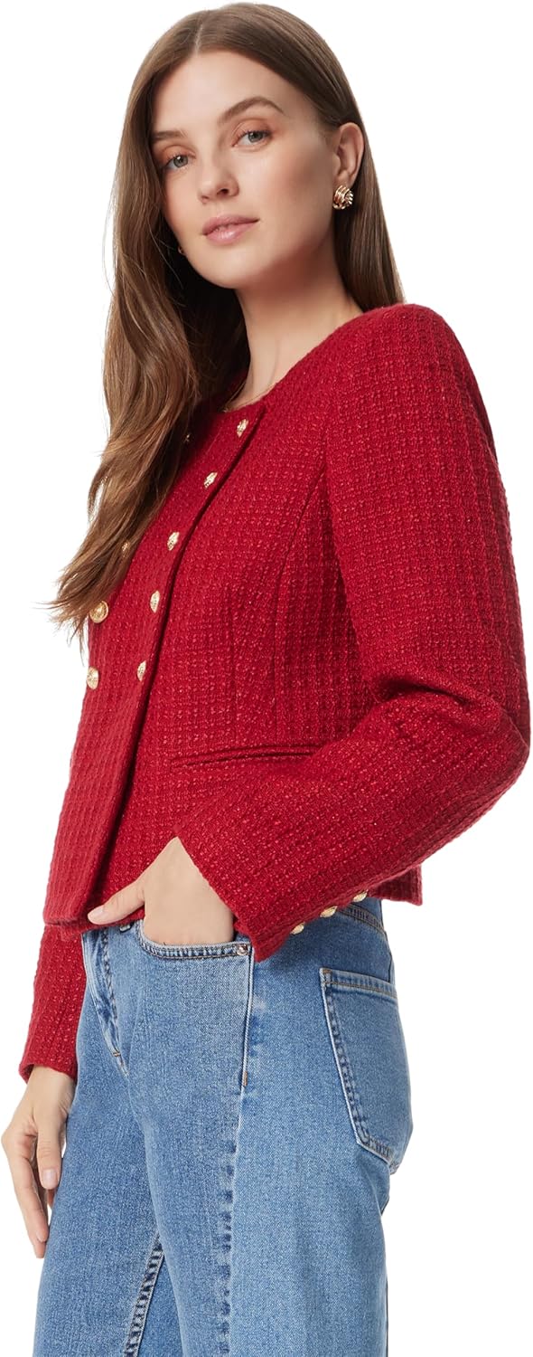 Sam Edelman Womens Fiona Double Breasted Collarless Blazer Standard - Image 3