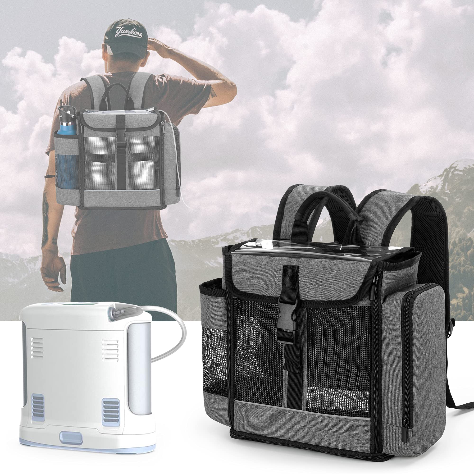 CURMIO Portable Oxygen Concentrator Backpack Compatible with Inogen One, Oxygo, Caire Units