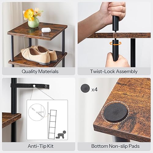 Miniatura 6 de HOOBRO Zapatero vertical, estante estrecho de 6 niveles, organizador de almacenamiento de zapatos para espacios pequeños, 11 pulgadas de largo x 11