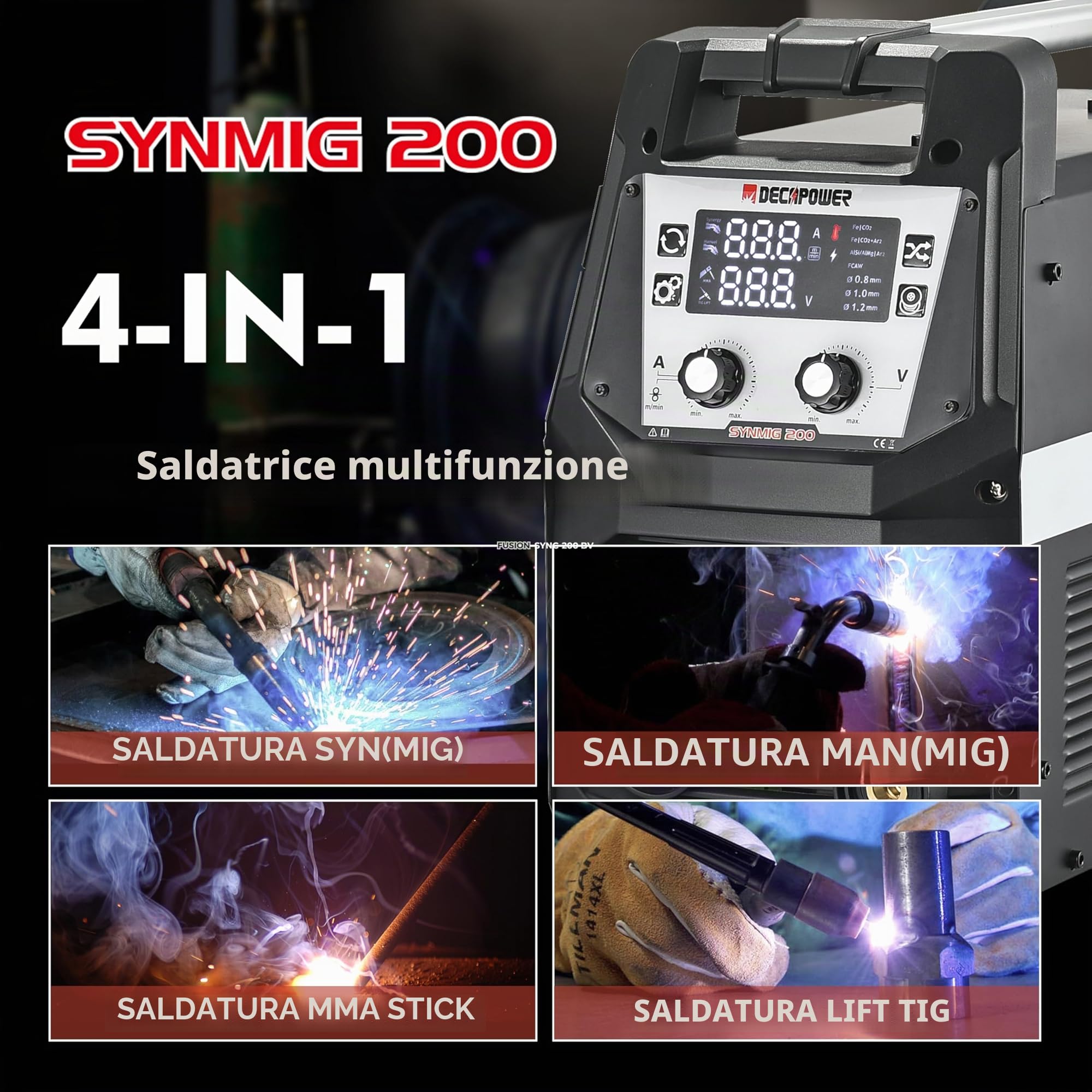Decapower 220V Saldatrice 120A Arco Lift TIG FLUX MIG senza gas 3 in 1 Saldatrice filo senza gas Domestico (PACK 1)