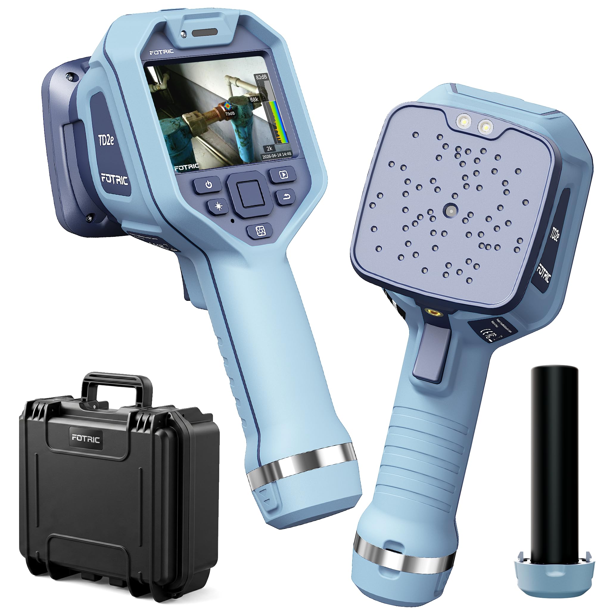FOTRIC TD2e Kit Acoustic Camera with Extra Battery and Hard Case, 64 MEMS Microphone Acoustic Imager, Compressed Air & Vacuum System Leak Detection, 58°×45°FOV, 2kHz-100kHz for Industrial Maintenance