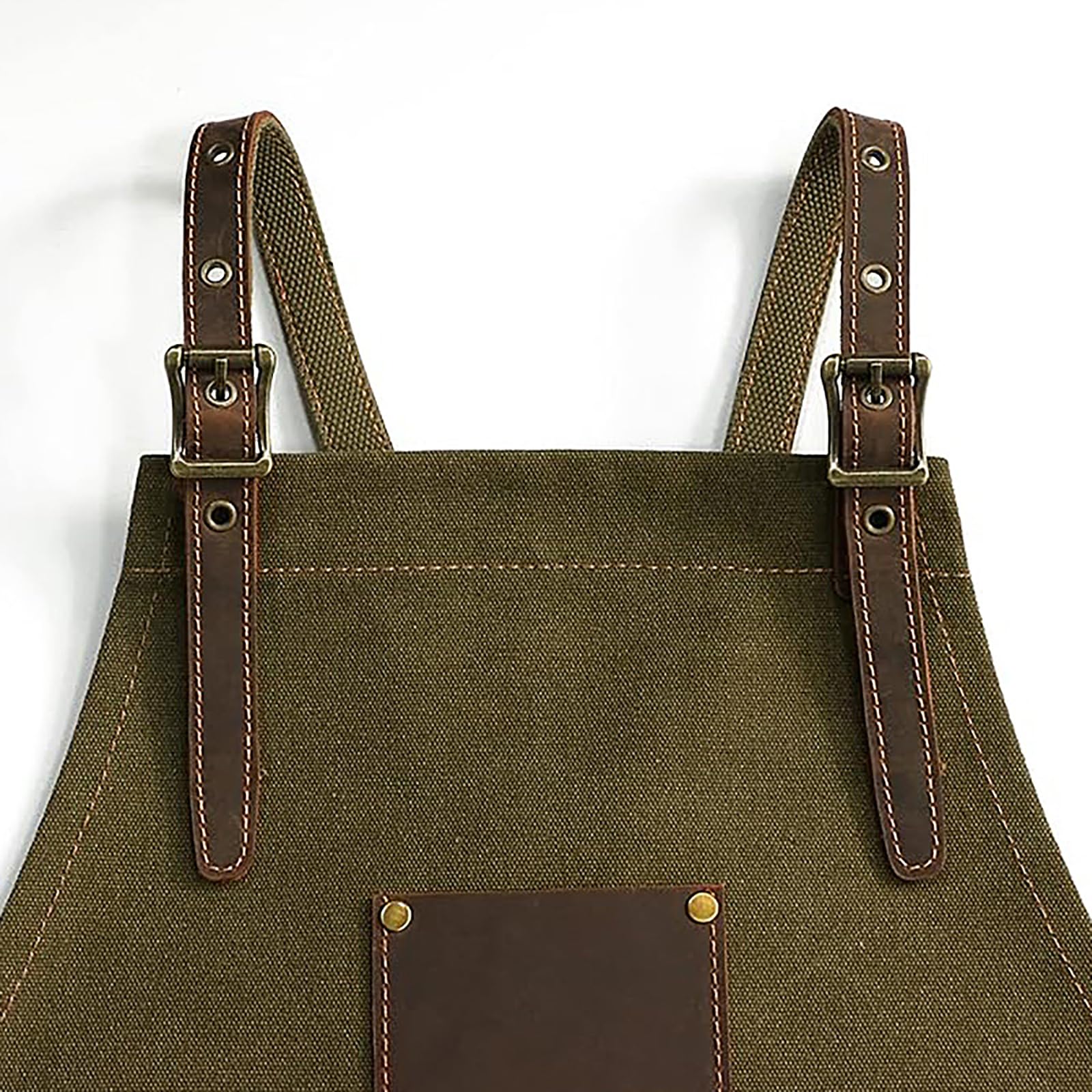 Fartuch Kuchenny Z Płótna Regulowany Od M Do XXL Z Kieszeniami Na Plecach, Unisex Green,One Size