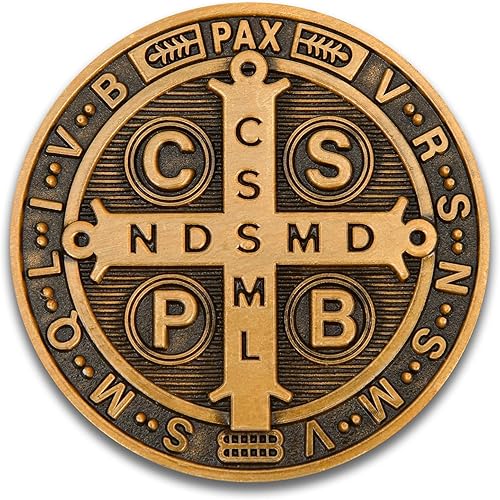 Miniatura 3 de Moneda de desafío de San Benito, Medalla de Bolsillo de San Benito, aleación de zinc de 1.574 pulgadas, moneda coleccionable de oro antiguo con