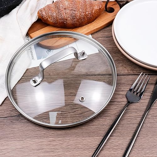 Miniatura 5 de Antrader Tapa de vidrio templado, cubiertas de vidrio de 9 pulgadas para ollas, sartenes y sartenes, 1 juego, transparente
