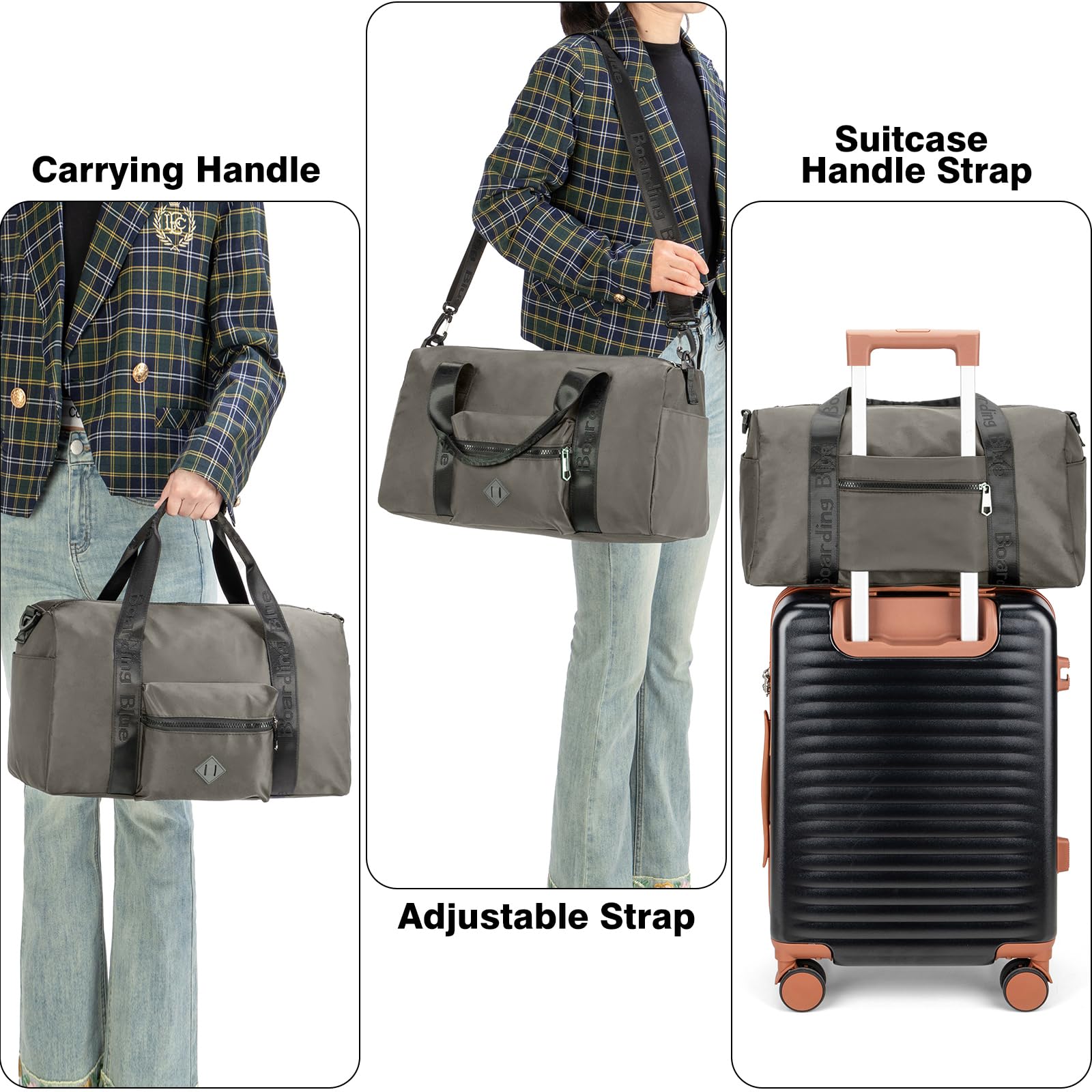 Boardingblue Bolsa de viaje para debajo del asiento (43 x 25 x 22,8 cm), color gris