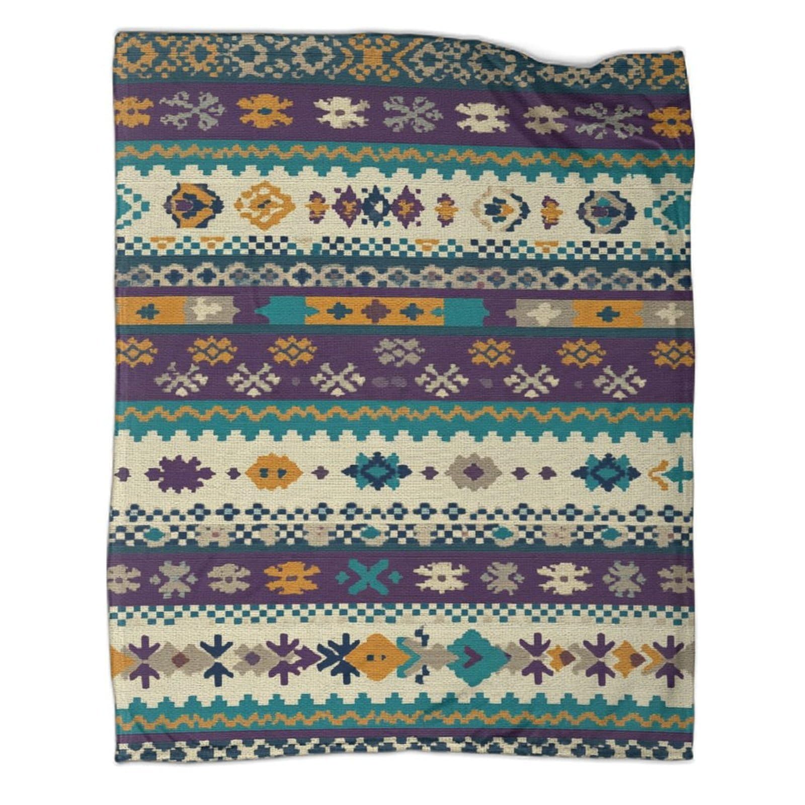 kaiyun Ethnic Patterns And Geometric Shapes Throws,Soft And Warm Printed Flannel for Bed And Sofa 70x80inch(180x200cm)