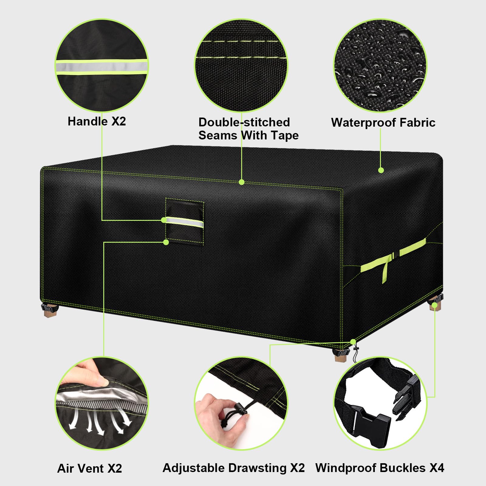 VDISRR Funda Mesa Exterior Impermeable, 600D Oxford Funda para Muebles de Jardín 280x210x71cm, Funda Protectora para Sofa con Salidas de Aire Cubierta de Muebles de Patio Anti Viento, Anti UV