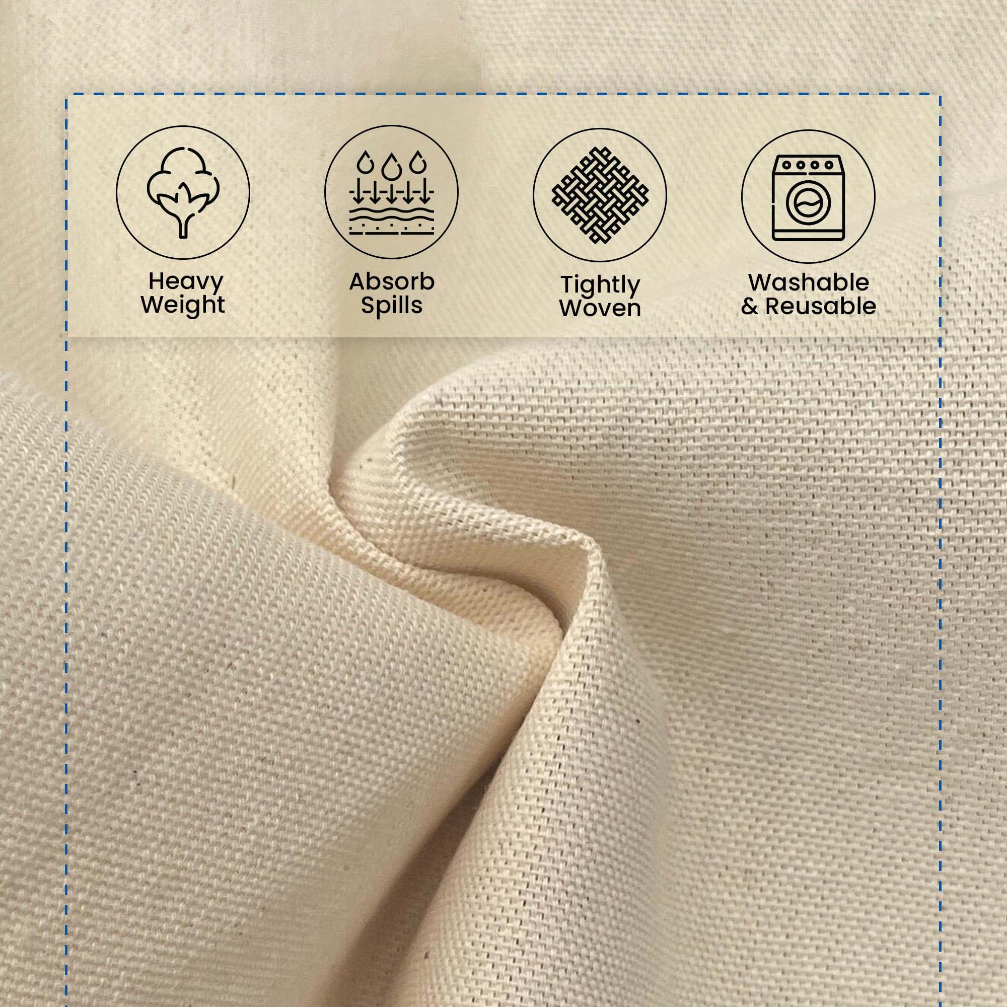 REDIBLUE Tela de lona de 8 onzas, 4 x 6 pies (paquete de 2) – Tela multiusos – Lona de lona, paño de caída de pintores, cortinas de tela, protección de suelos y muebles, lavable y reutilizable
