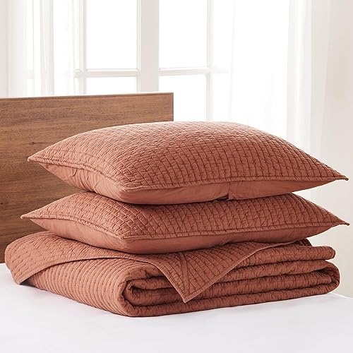 Miniatura 10 de Levtex Home - Juego de edredón de punto de cruz verde bosque - 100% algodón - Edredón KingCal King (106 x 92 pulgadas) + 2 fundas de almohada King