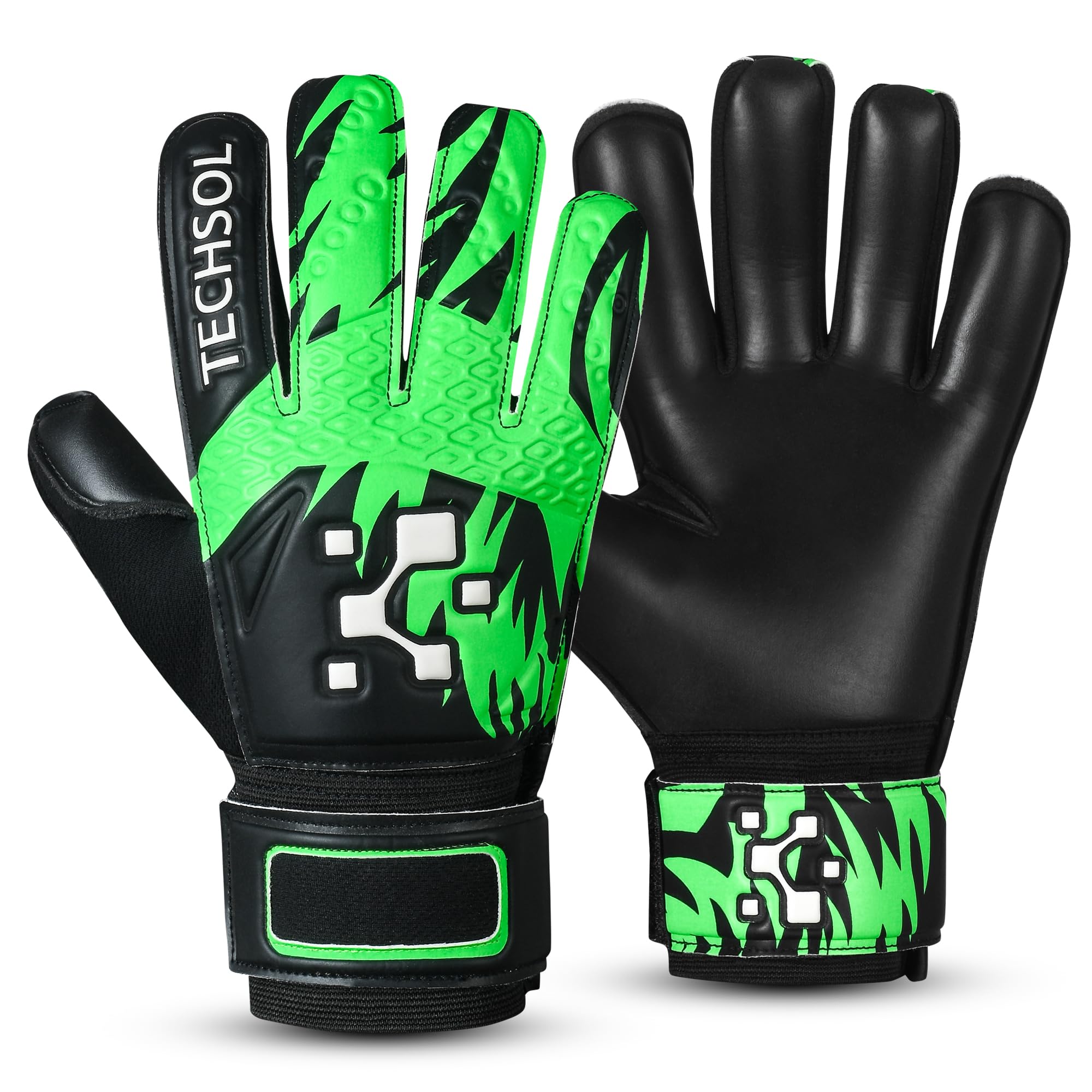 Goalkeeper Goalie Gloves For Boys, Kids Children Youth Football Soccer Gloves Super Grip Latex Palms Goalkeeping Gloves (Fluorescent Green, Size 3 suitable for 5 to 6 year old)