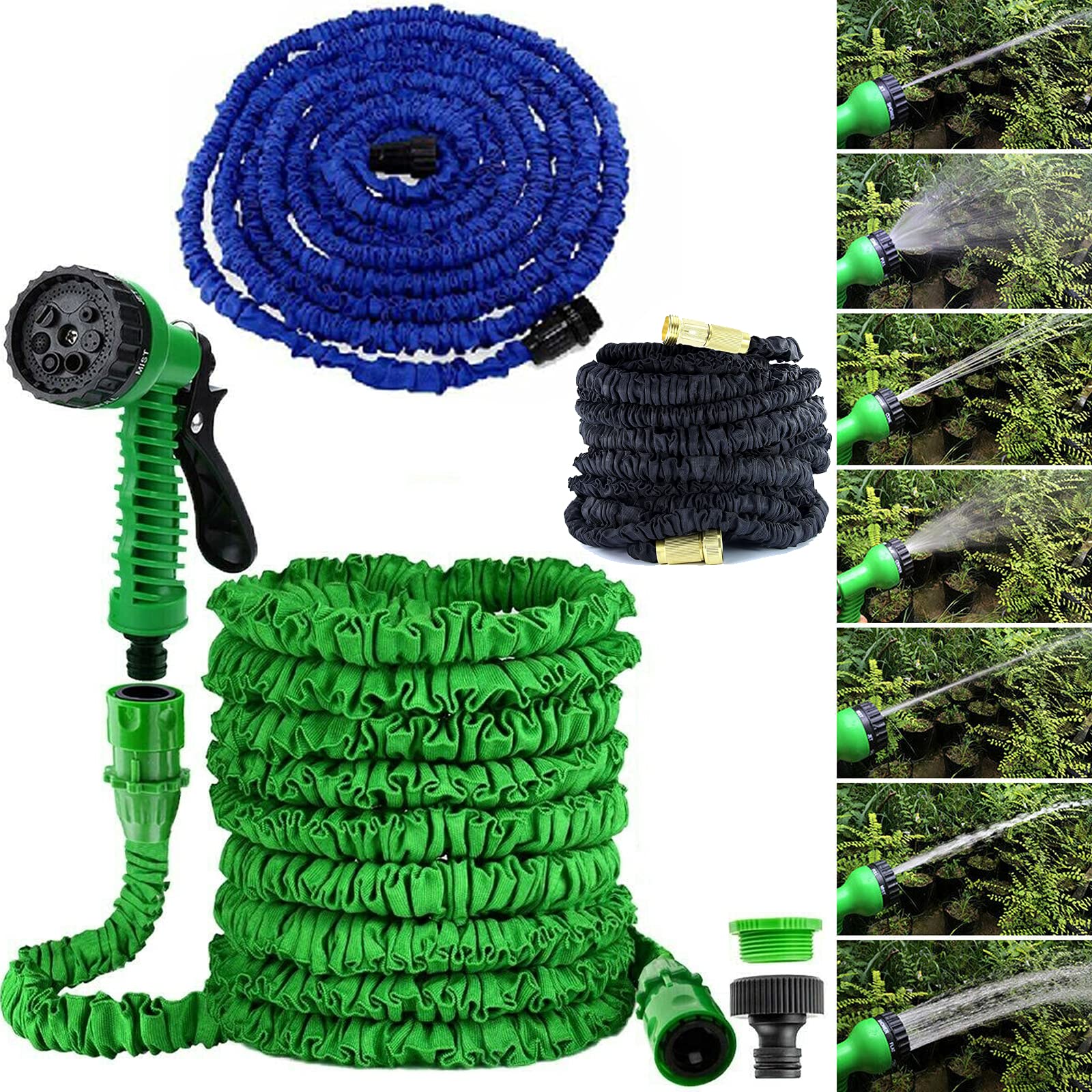 ZanGe Garden Hose 150FT, Expanding Garden Water Hose Pipe with 7 Function Spray Gun, 3 Times Expandable Watering Hose, Flexible Magic Hose Anti-Leakage Lightweight Garden Hose Pipe
