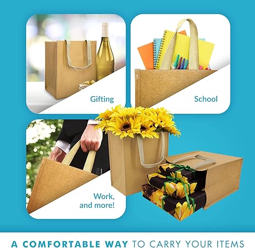 Miniatura 5 de Simply Green Solutions - Bolsas reutilizables de papel kraft, bolsas de papel marrón lavables, para usar como bolsas de compras, bolsas de