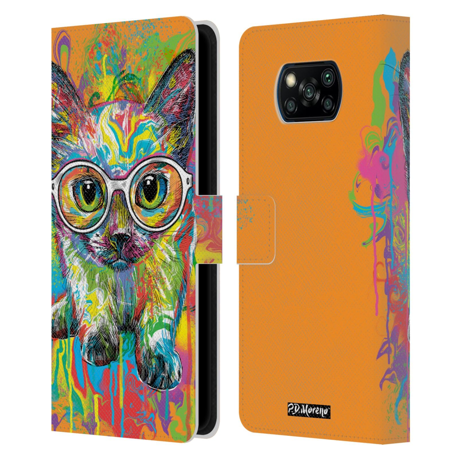 Head Case Designs Officially Licensed P.D. Moreno Kitten Colourful Drip Art Cats And Dogs Leather Book Wallet Case Cover Compatible With Xiaomi Poco X3