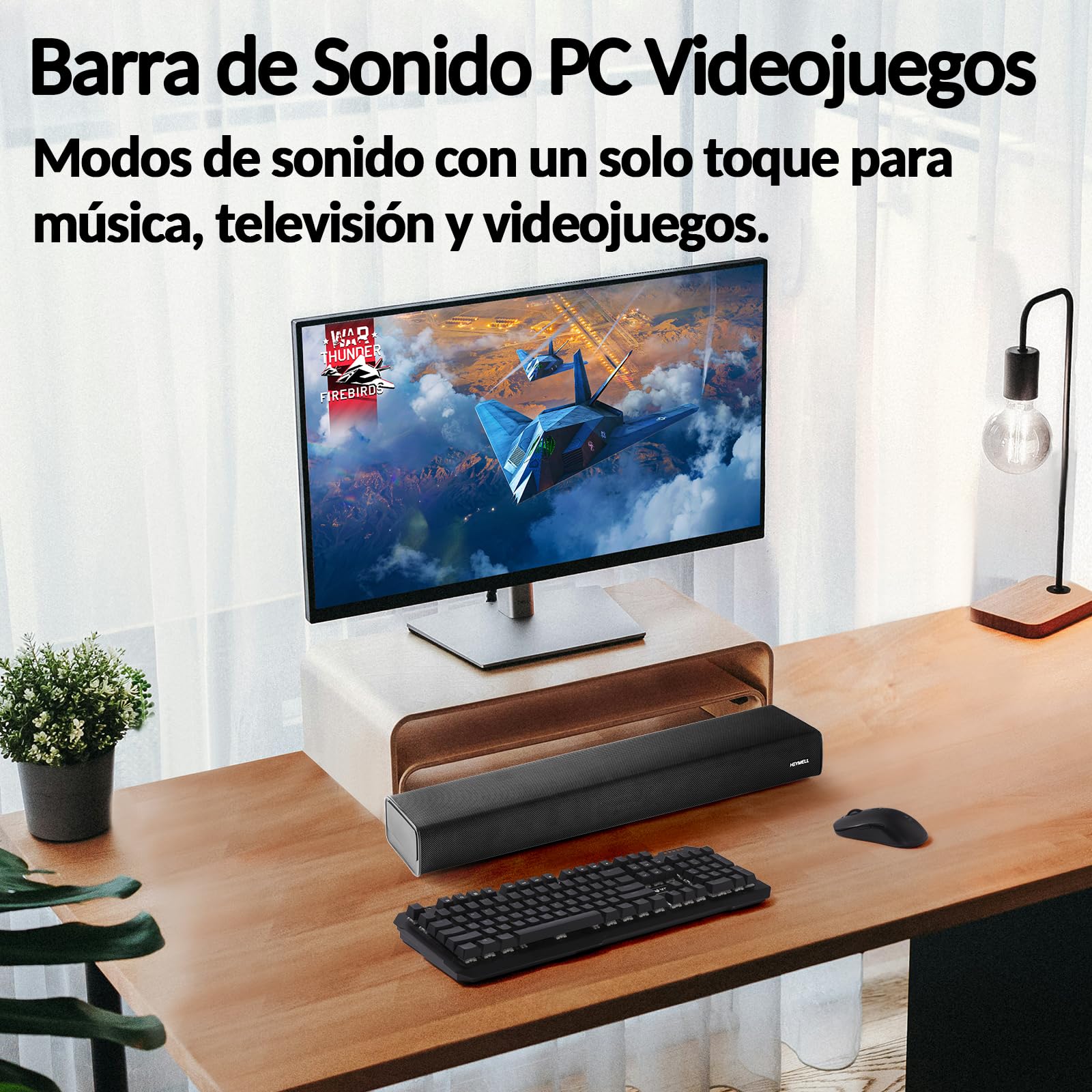 Compact Pequeño 60cm 2.1ch Barra de Sonido TV/Bluetooth/PC/Proyector,120W Soundbar con subwoofer Integrado, Mejorador de Diálogo Altavoz TV HDMI ARC/Óptico/Aux.