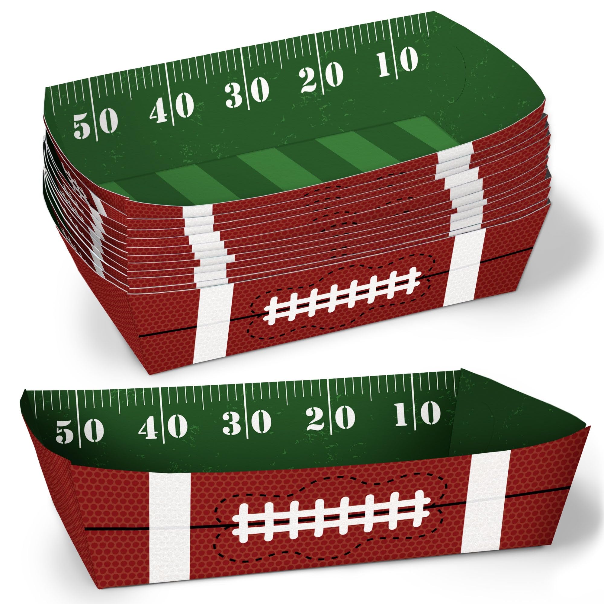 Bandejas de papel para fiestas de fútbol y botes desechables de doble cara