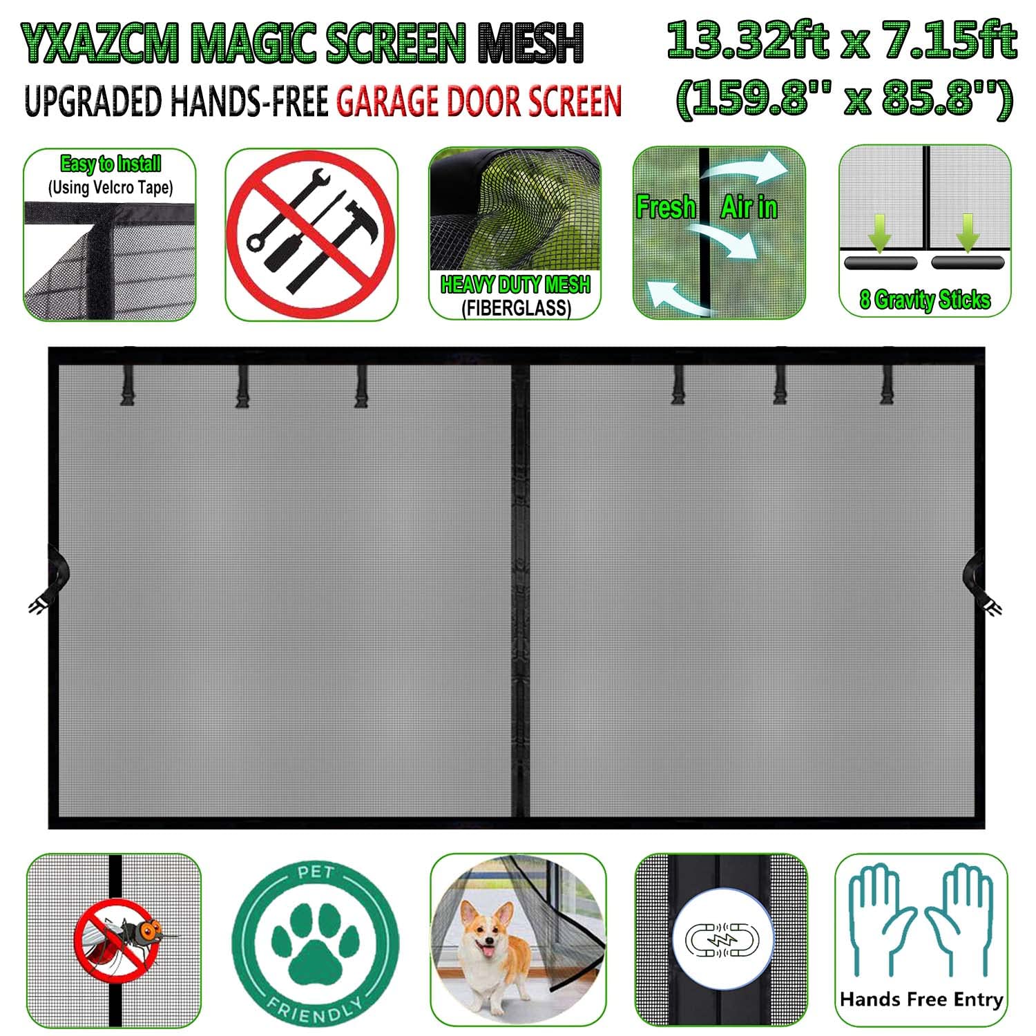 Magnetic Garage Door Screen For 1 Car Garage Door 13x7 FT
