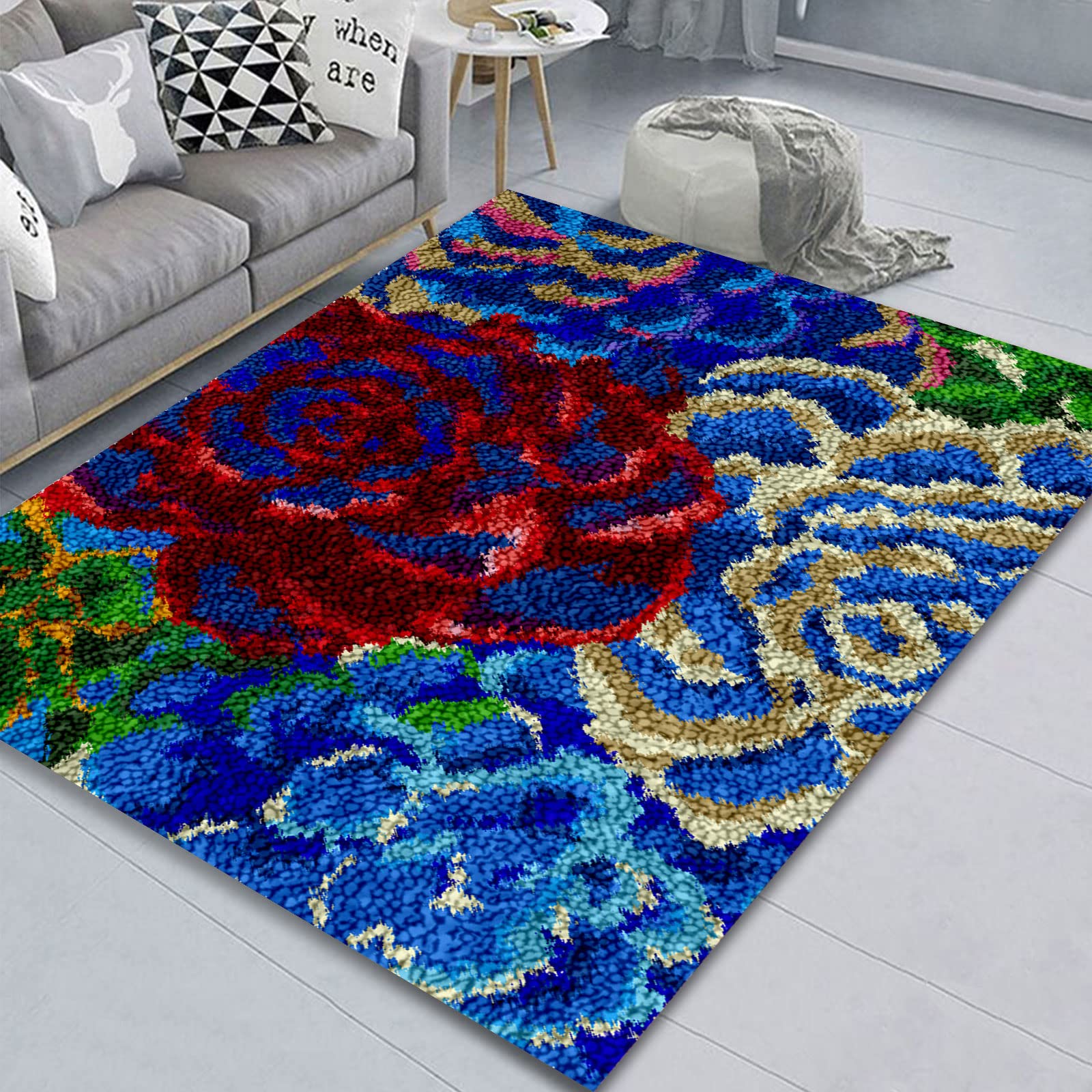 ZIVER Latch Hook Rug Kit,Latch Hook Kits For Adults,DIY Latch Hook Rug Making Kit For Adults Kids,Cross Stitch Kit Carpet Making Cushion.