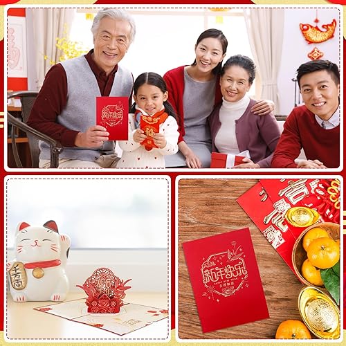 Miniatura 4 de FLYAB Tarjeta de año nuevo chino 2024 Año del Dragón, tarjeta de Año Nuevo lunar chino para niños, familia, amigos, festival de primavera, recuerdos