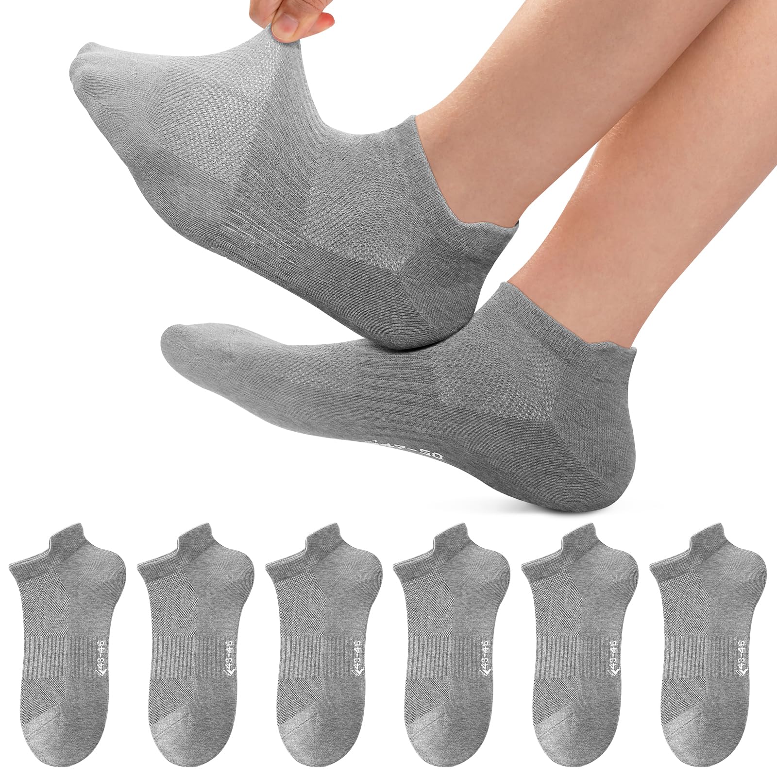 Fullluwaa Sneaker Socken Herren Damen 6/10 Paar Kurze Sportsocken Baumwolle | Atmungsaktiv Laufsocken mit Netzgewebe, schneller Feuchtigkeitsabtransport und trockene Füße für komfortables Sporttreiben