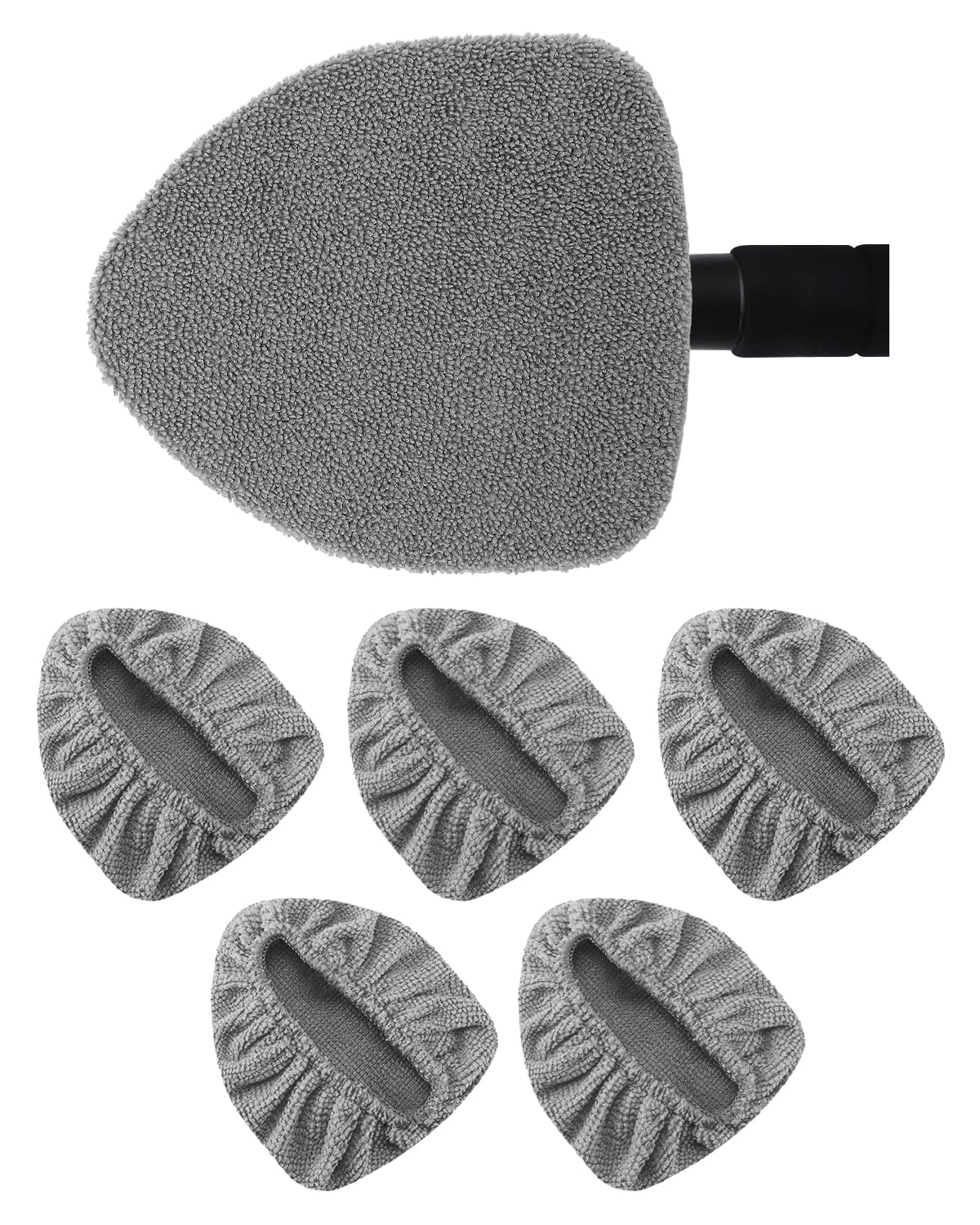 eFuncar 5 Pack Microfiber Windshield Cleaning Pads, Replacement Heads Cover for Windshield Cleaner Tools, Cleaning Tool Bonnets Fits Window Reach Tool, Washable & Reusable Handle Not Included (Grey)