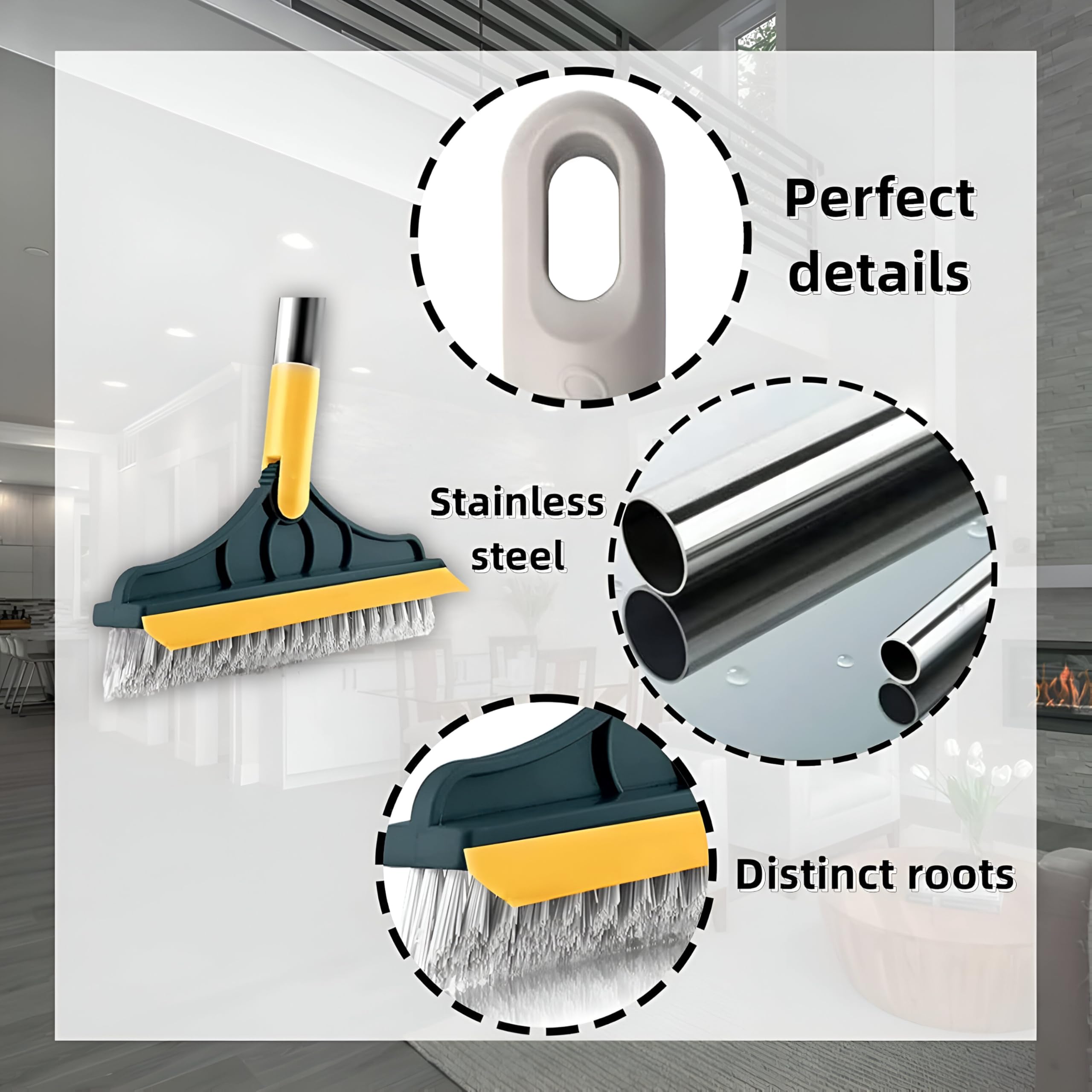 2-in-1 Bathroom Cleaning Brush - Long Handle Tiles & Floor Scrub Brush for Bathroom, Kitchen, and Home Cleaning Accessories 3