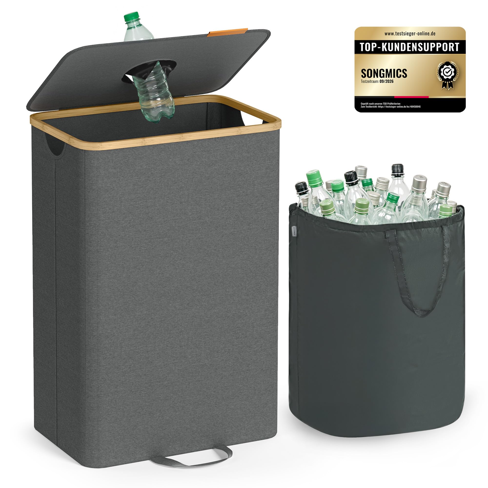 SONGMICS Pfandflaschen-Sammelbehälter, 95 L, Flaschensammler Leergut