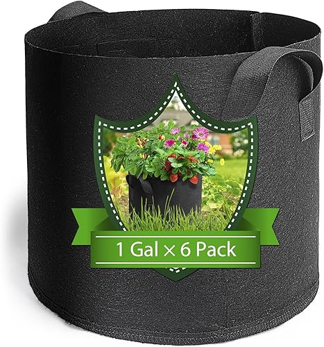Bolsas de cultivo de 5 galones, paquete de 6, macetas de tela de 5 galones, bolsas de cultivo premium de 5 galones para un crecimiento saludable de