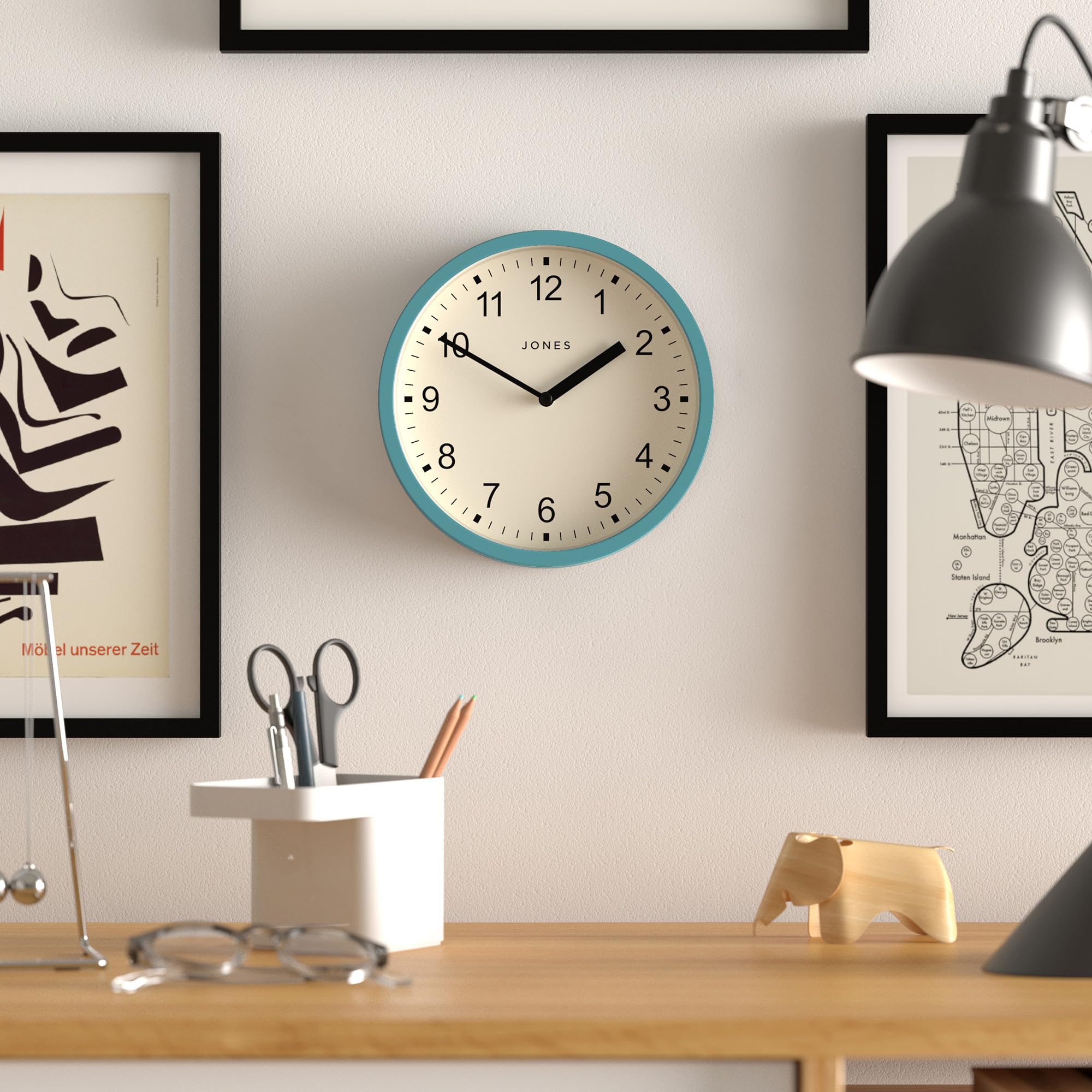 Jones Clocks® Spin wall clock, Teal, 20 x 20 x 3.5 cm - Image 3