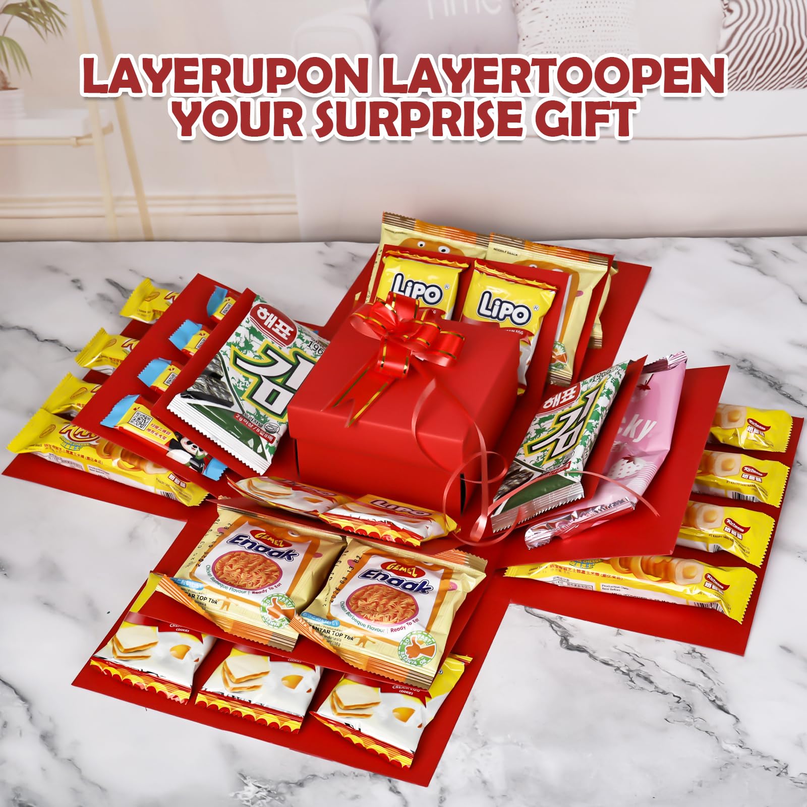 Scatola Regalo Magnetica con Coperchio, Pieghevole, Rettangolare per Natale, San Valentino (Rosso
