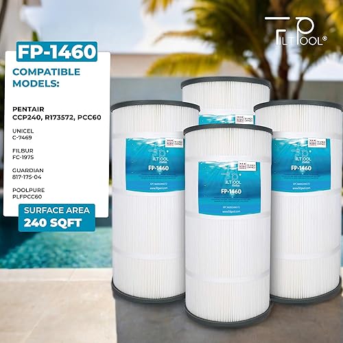 Miniatura 2 de FP-1460 - Filtro de piscina de repuesto para Pentair CCP240, R173572, PCC60, Unicel C-7469, Filbur FC-1975, Guardian 817-175-04 y PLFPCC60 - Filtro