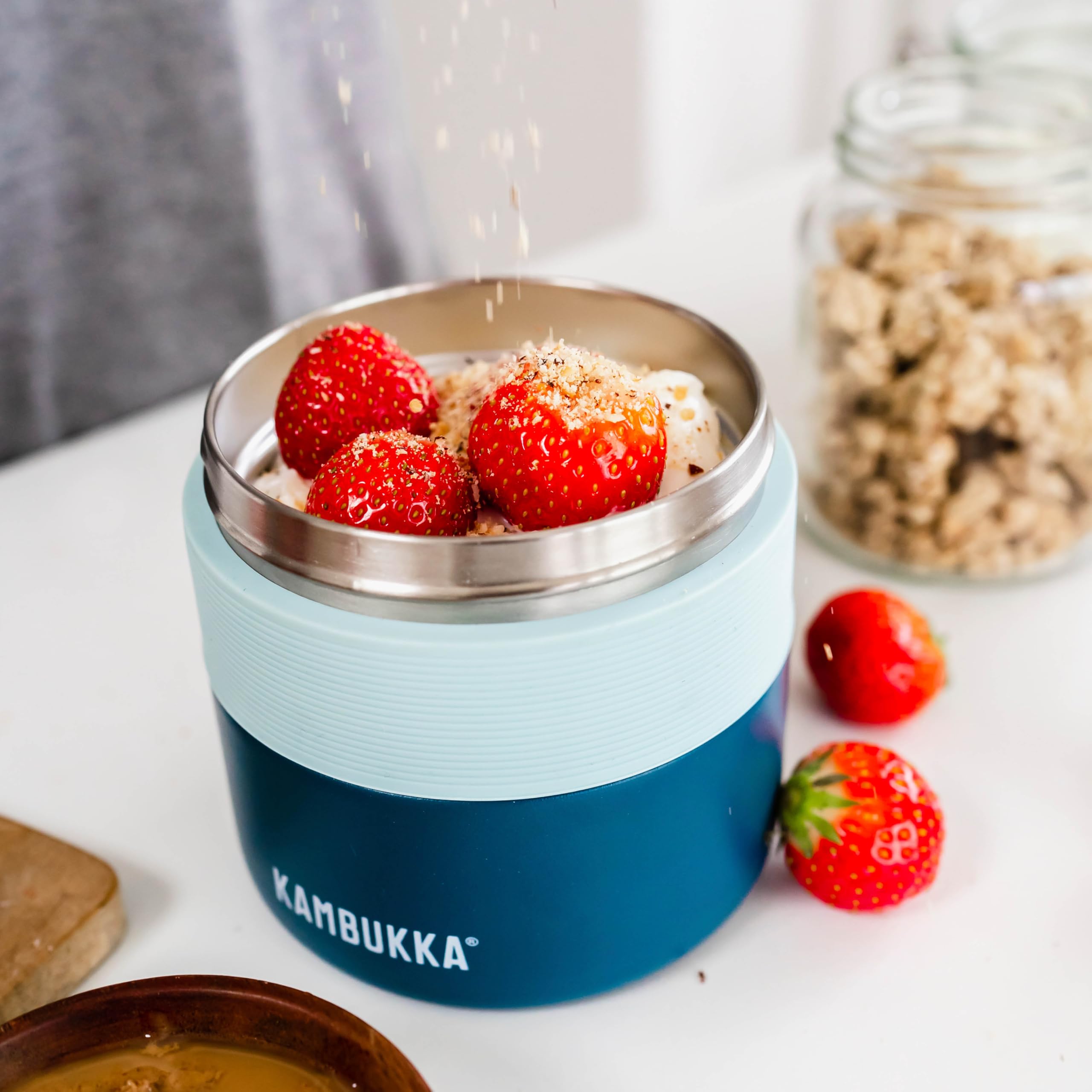 Kambukka Bora Boîte Repas Isotherme en Acier Inoxydable – Sans BPA, Garde les Aliments Chauds jusqu’à 9 h, Base Antidérapante & Couvercle Lavable au Lave-vaisselle