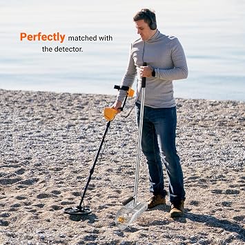 Long Handle Sand Scoop with Shovel for Metal Detecting, Heavy Duty Stainless Steel Metal Detecting Tool, Treasure Finds Scoop, Fast Sifting Shovel