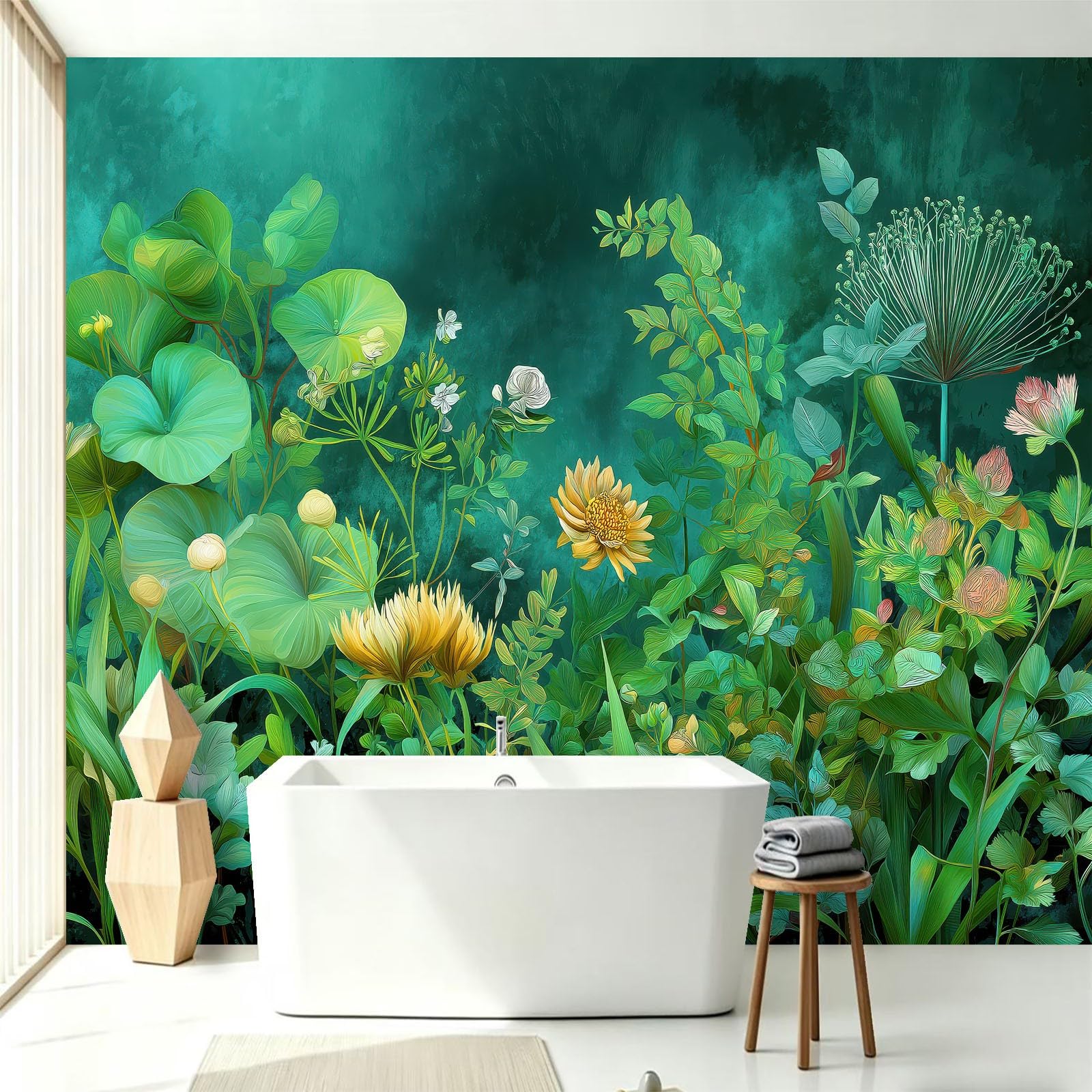 WTD - Papel pintado fotográfico (fieltro, 300 x 210 cm), diseño de plantas naturales