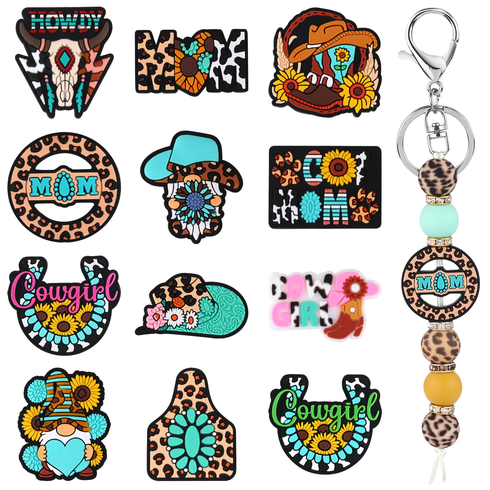 WEWAYSMILE 12 Pcs Silicone Focal Beads Western Silicone Beads Cute Focus Beads Silicone Beads Set Used for DIY to Make Various Handicrafts Beaded Pen