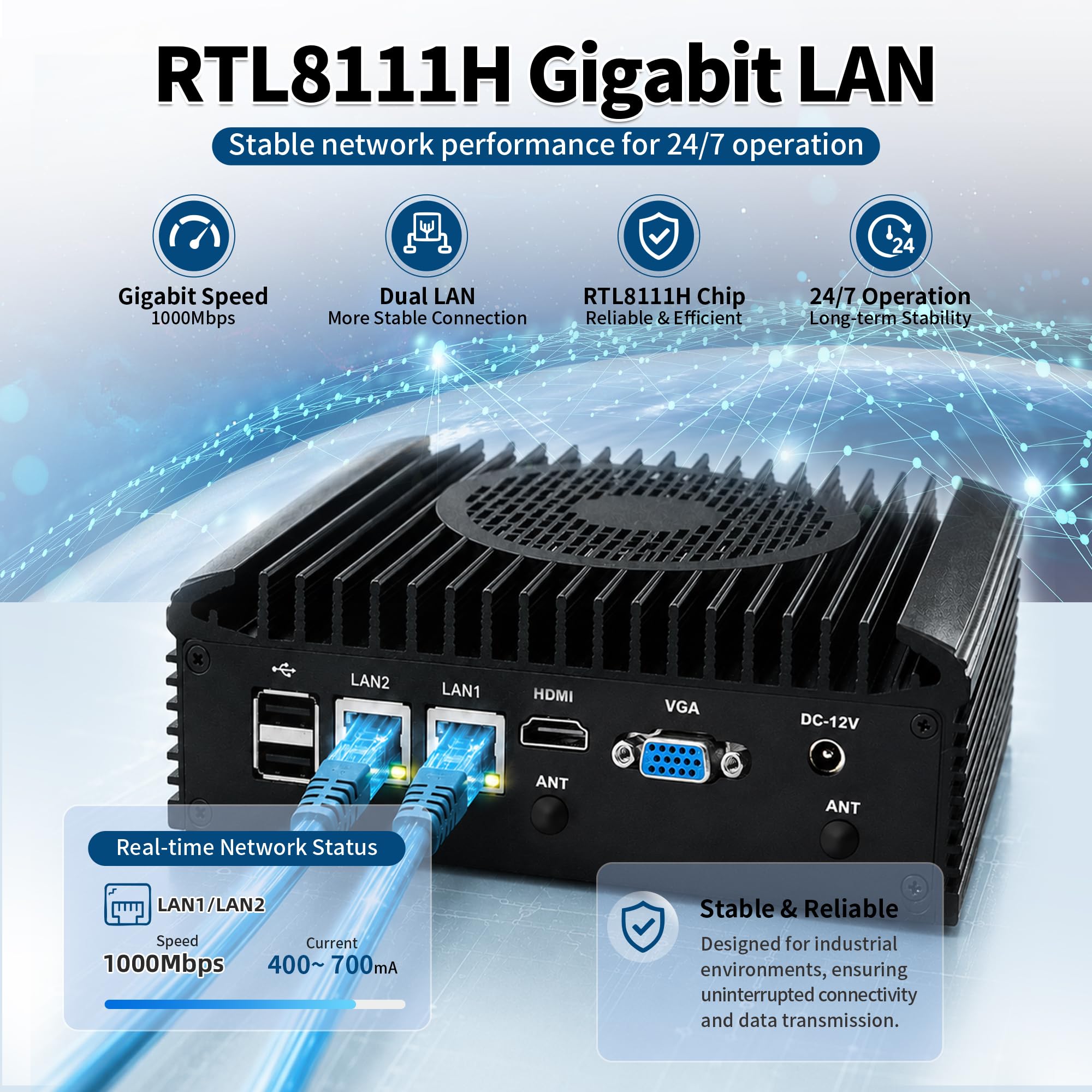 Industrial Mini PC i3-1215U (6C/8T), Embedded Computer 2 x RS232/RS485 COM, 2 x Gigabit LAN, Desktop Micro PC DDR4 Barebone No RAM/SSD, HD+VGA, Mini-PCIe, SATA3.0, SIM Slot