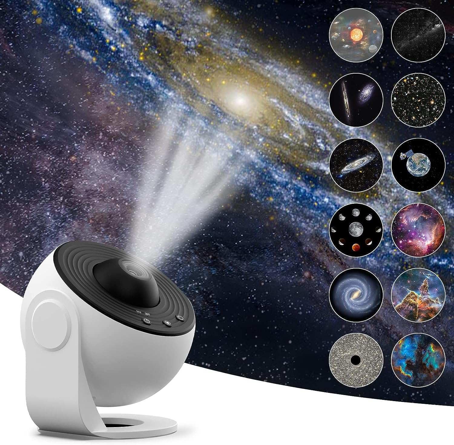 Beyond Basics Galaxy Projector Light - 360° Adjustable, 4K Replaceable 12 Discs - Home Planetarium - Aesthetic LED Projector - Starry بروجيكتور Ideal Birthday Gift - Planet Presentation For Kids.