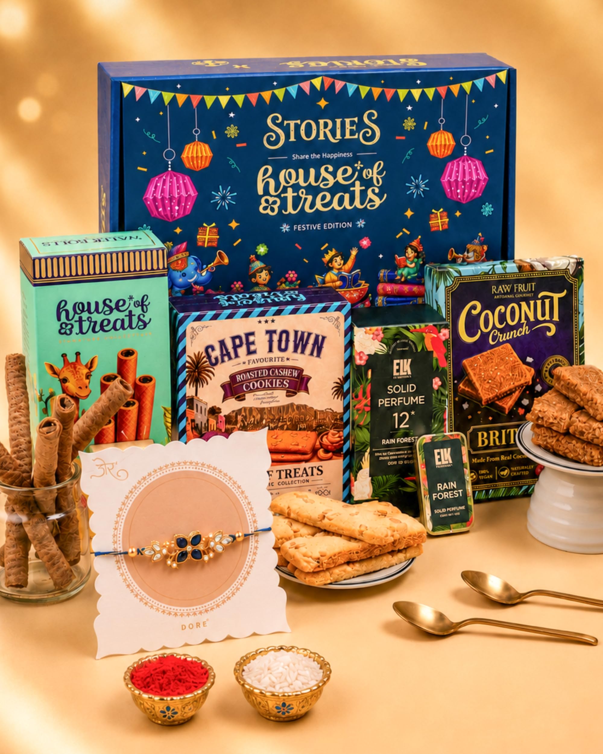 Hyperfoods® Rakhi Gift For Brother Chocolates Gift Pack For Rakhi Gift For Brother Dry Fruits Gift Hamper Gift Hamper For Brother Rain Forrest Solid Perfume Stories Hamper-image-28
