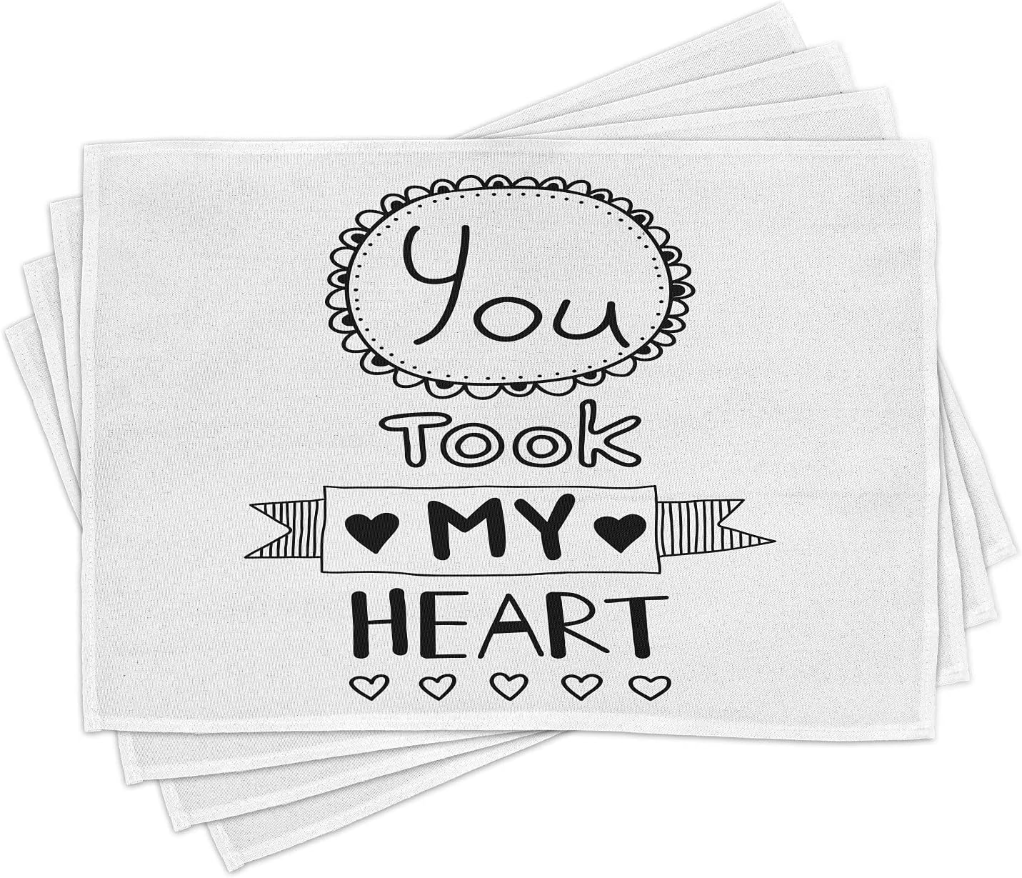 Ambesonne Saying Place Mats Set of 4, Typographic Style