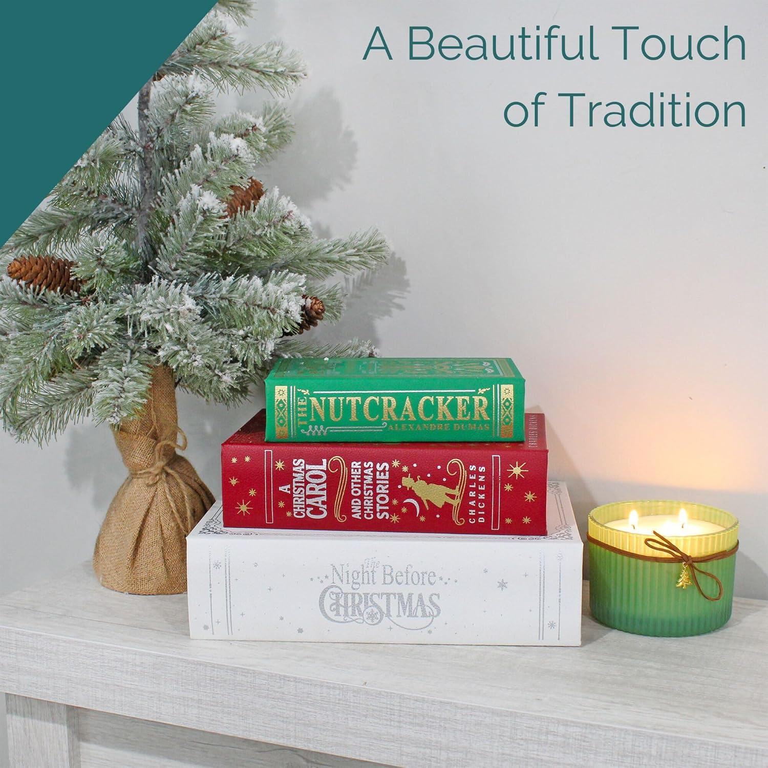 Decorae Magic Nesting Christmas Books (Set of 3); Russian Doll Style Hidden Books, Holiday Themed Fake Books