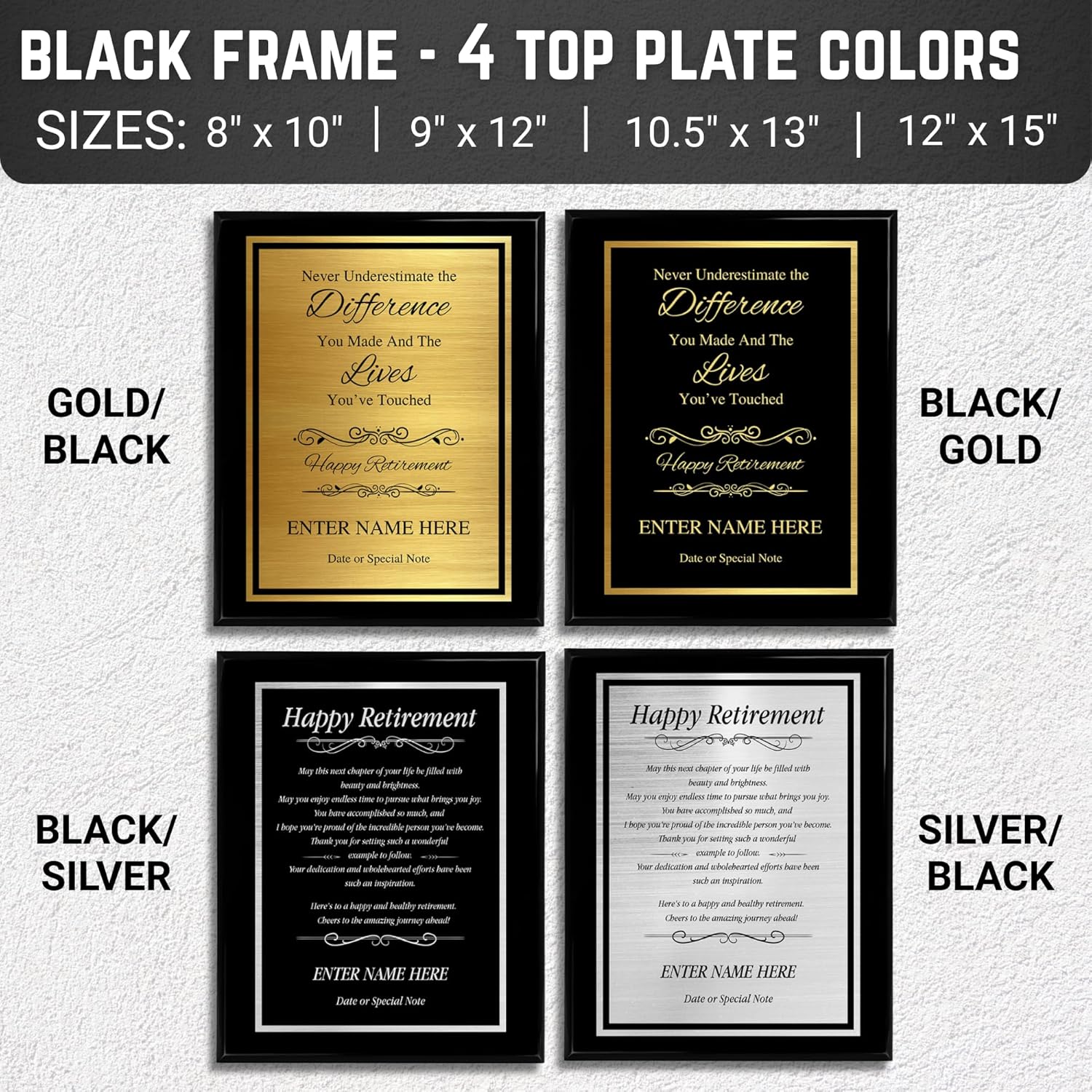 Custom Retirement Plaque for Service Recognition - Retirement Gifts for Men and Women - Happy Retirement Gifts and Award Plaque for Boss, Teacher, Coworker, Employees (Happy Retirement, 8" X 10")