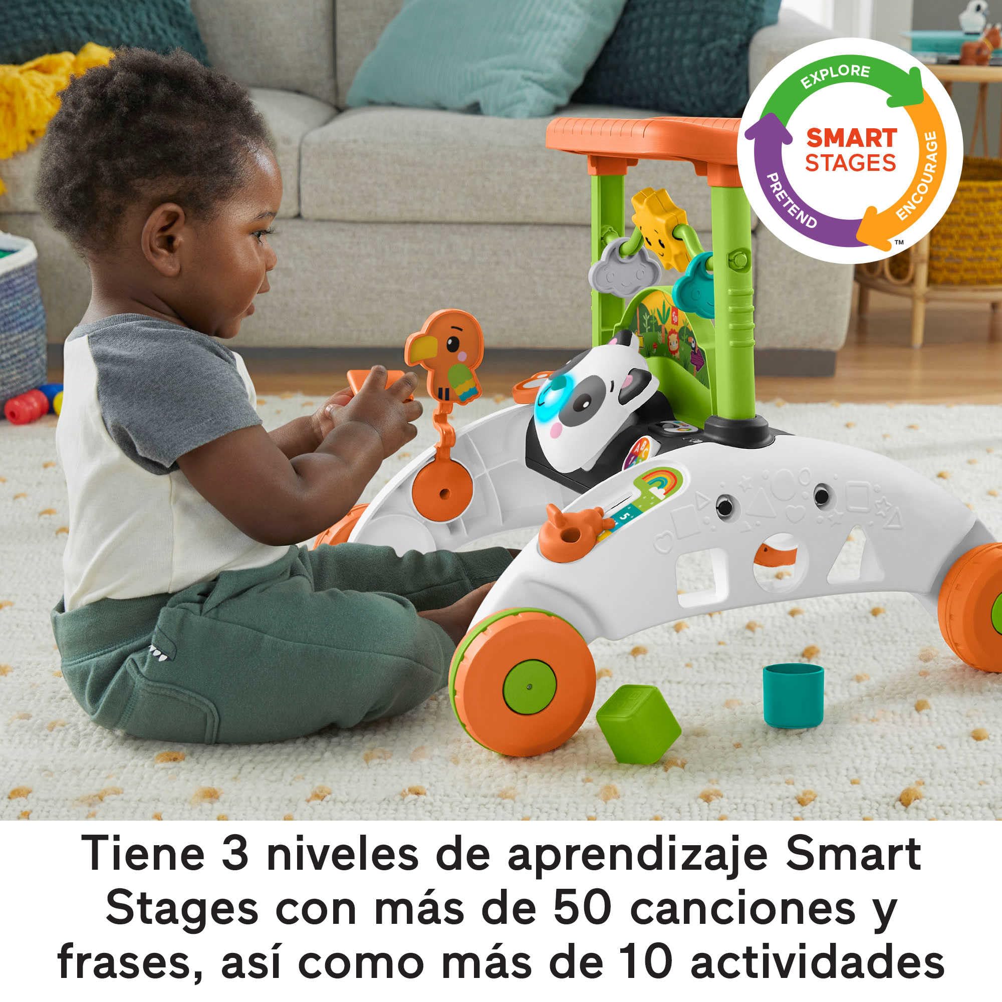 Fisher-Price Andador 2 Caras Correpasillos con Actividades con Luces y Sonidos, Juguete para Andar o Sentarse, Regalo para bebé +6 Meses, Versión: Neerlandés; Inglés, UK; Francés; Alemán; HJY73