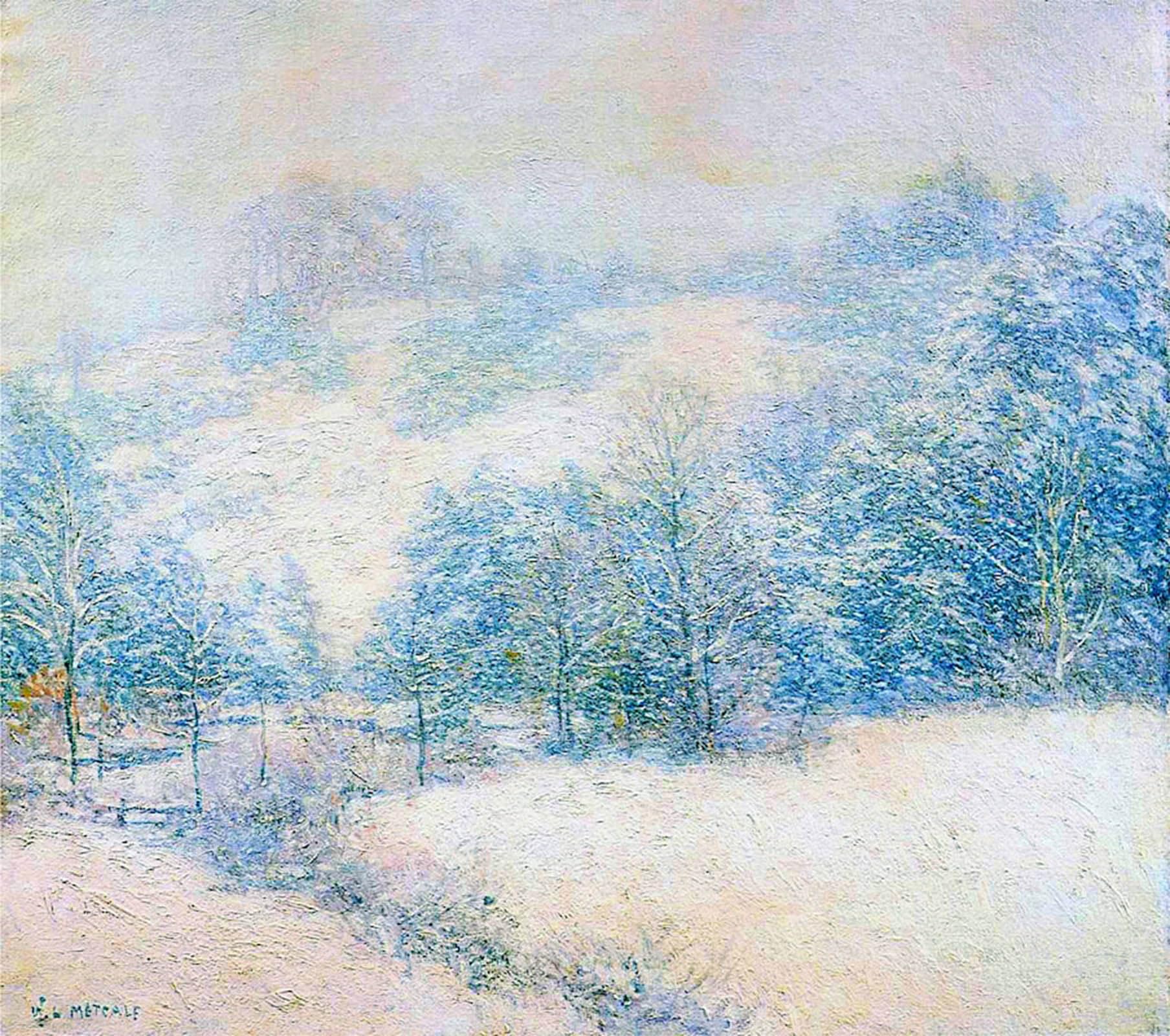 POSTERIIk Vintage Art Print Images Pictures Print the Winter's Festival by Willard Leroy Metcalf Modern Colour Posters for Office Home Decor 60x90cm